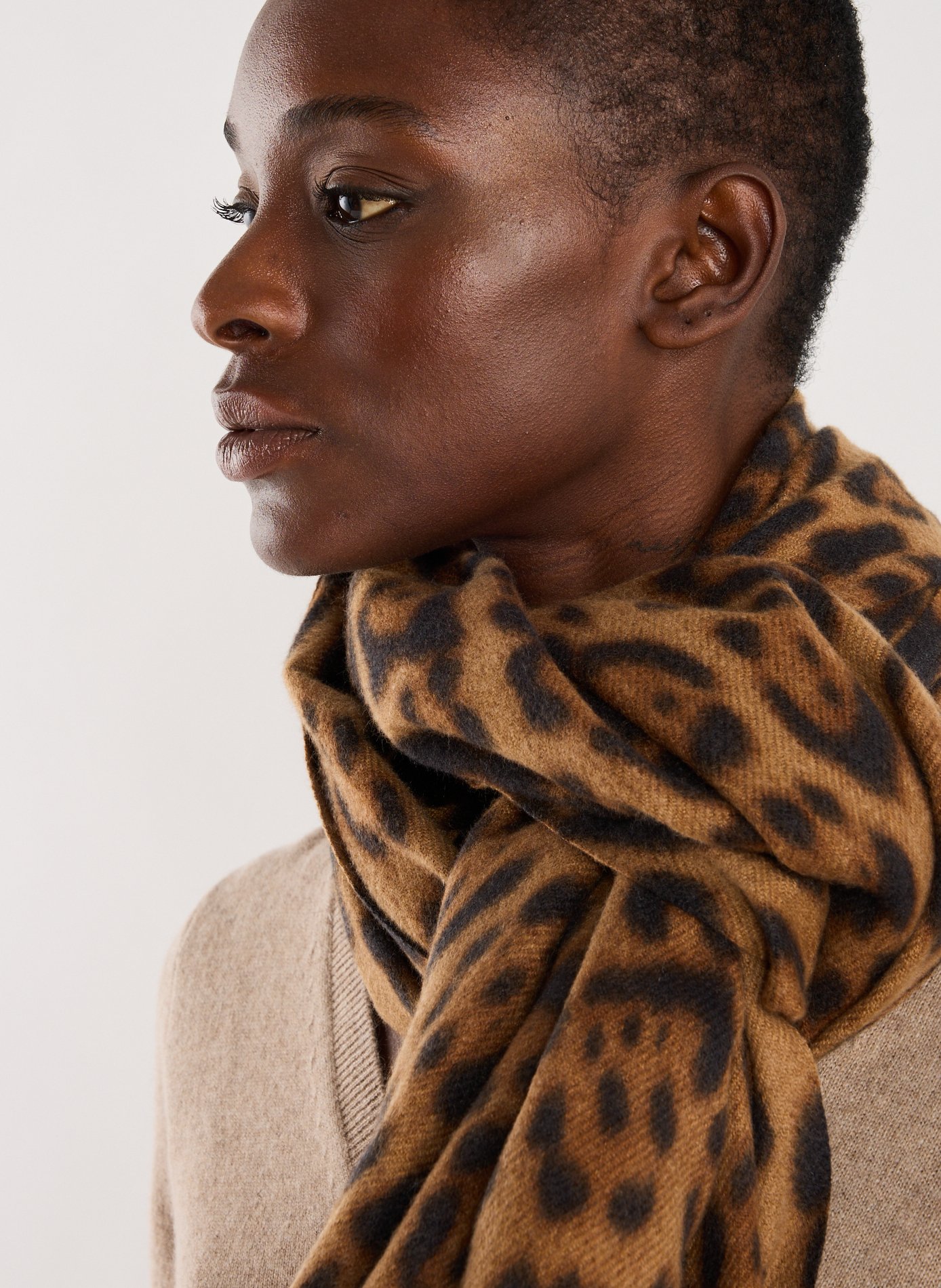 Soft Leopard Scarf AU PRINTEMPS PARIS Brown