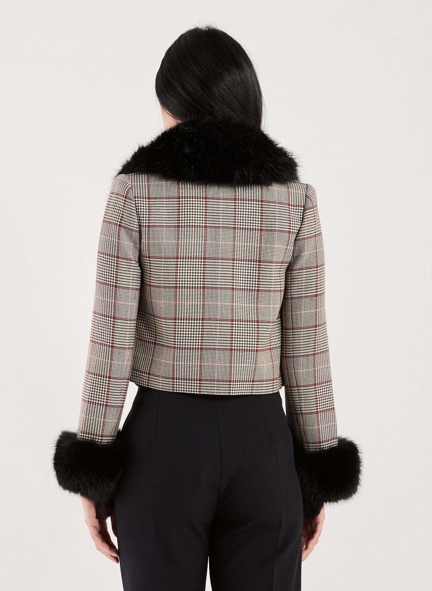 Short checkered jacket SELF PORTRAIT Brown