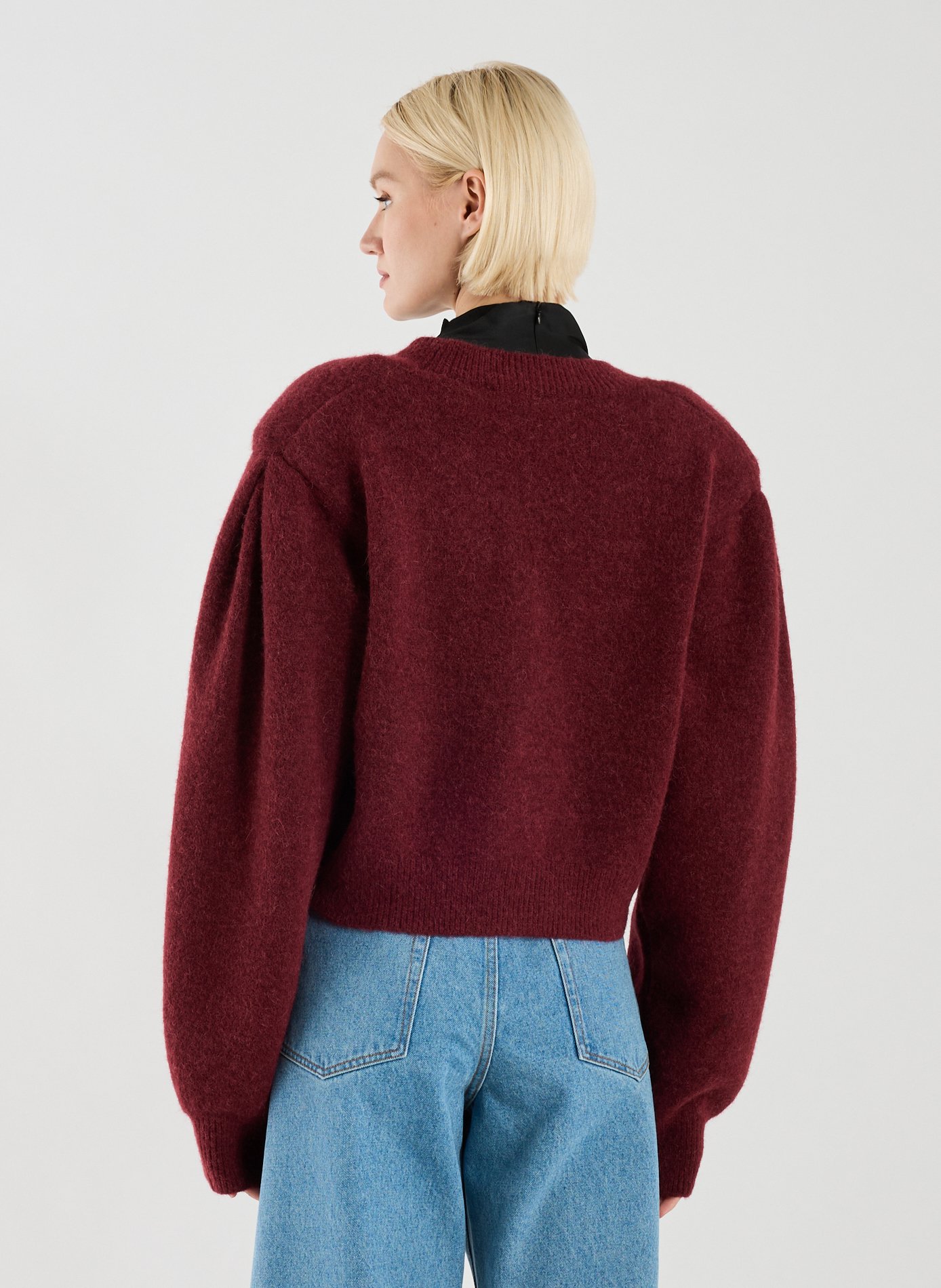 Cardigan en laine mélangée ROTATE Rouge