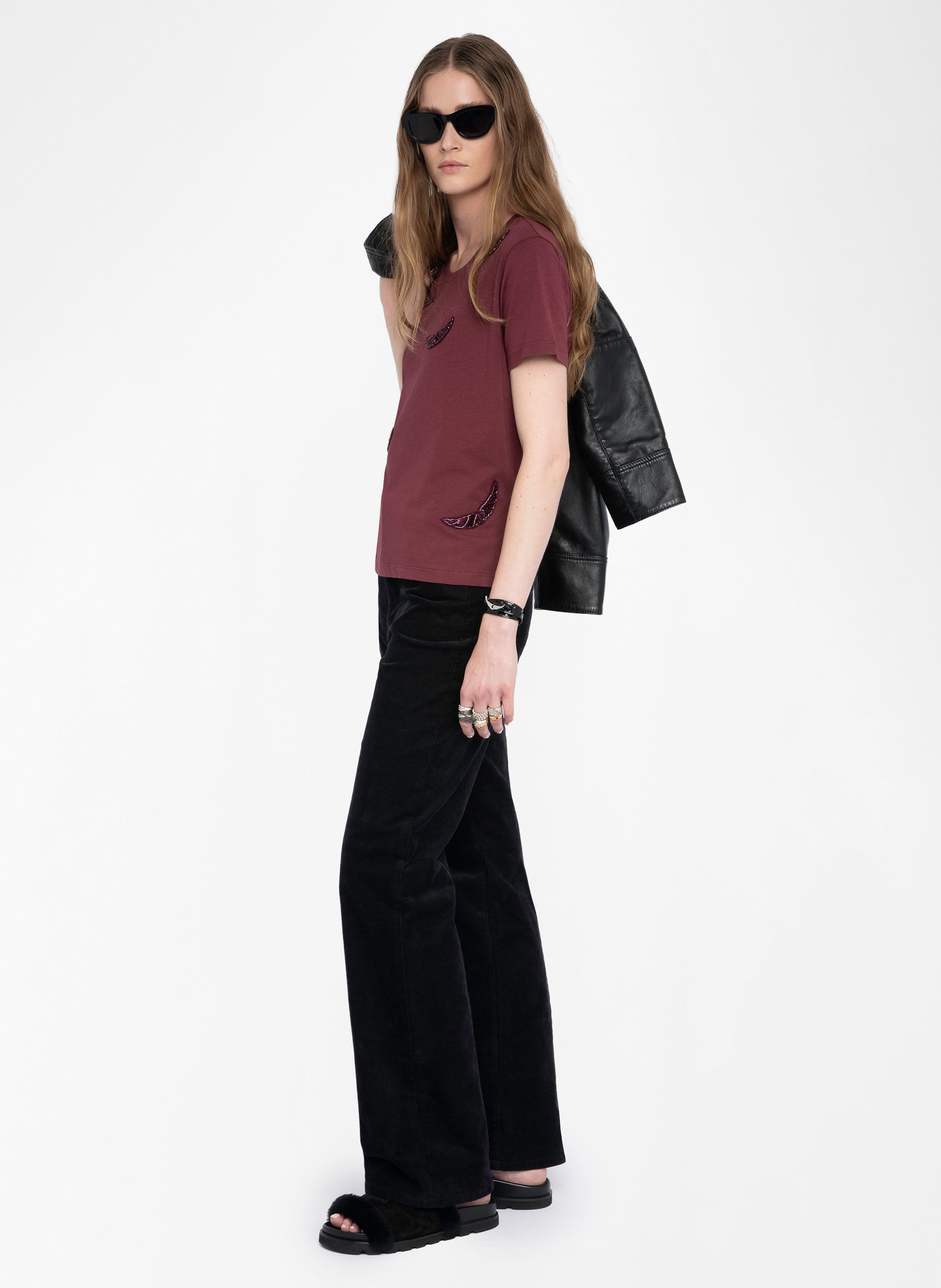 Tee-shirt droit col rond en coton alys ZADIG&VOLTAIRE Violet