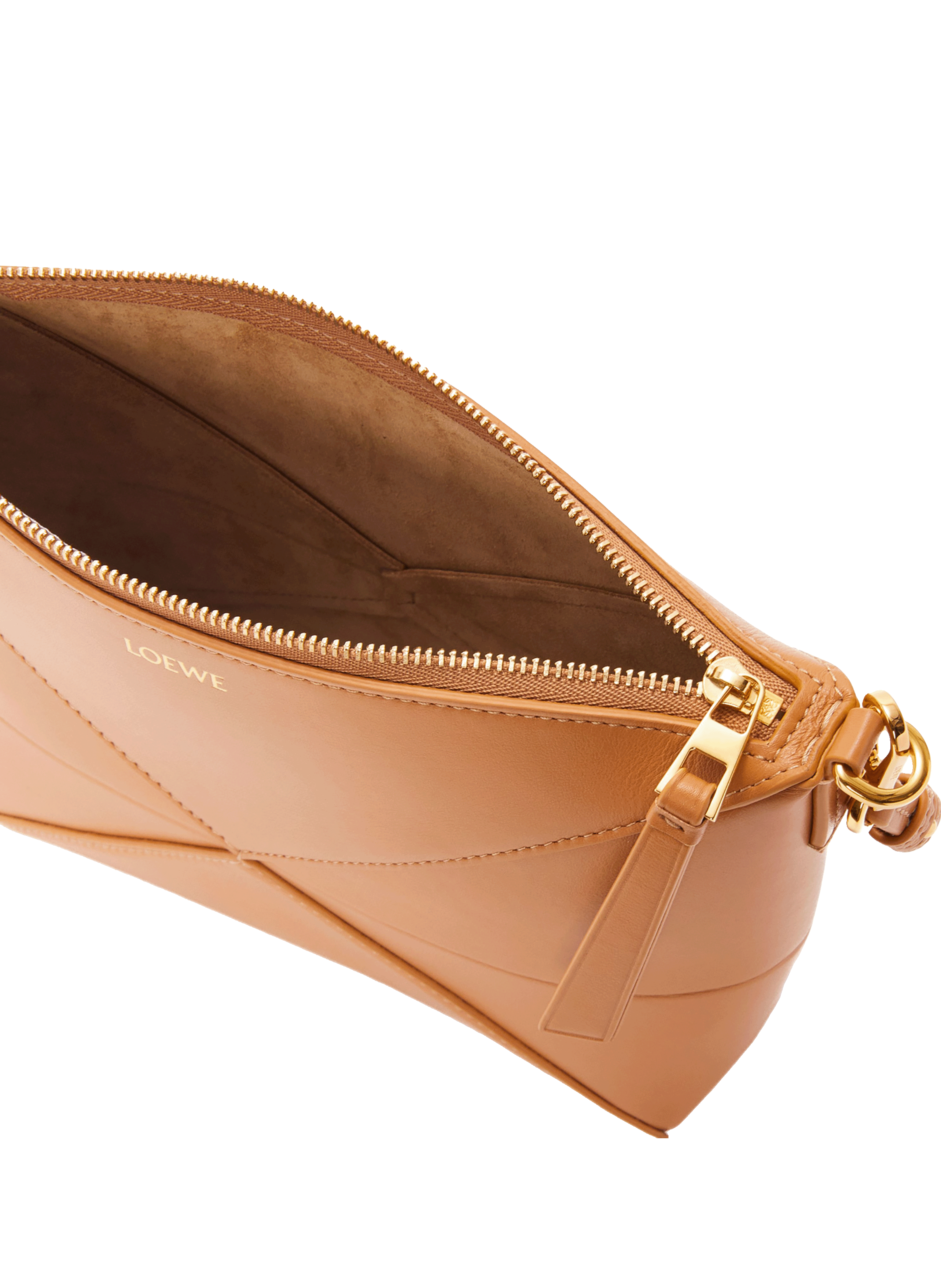 Puzzle Fold shiny nappa calf leather pouch LOEWE Brown