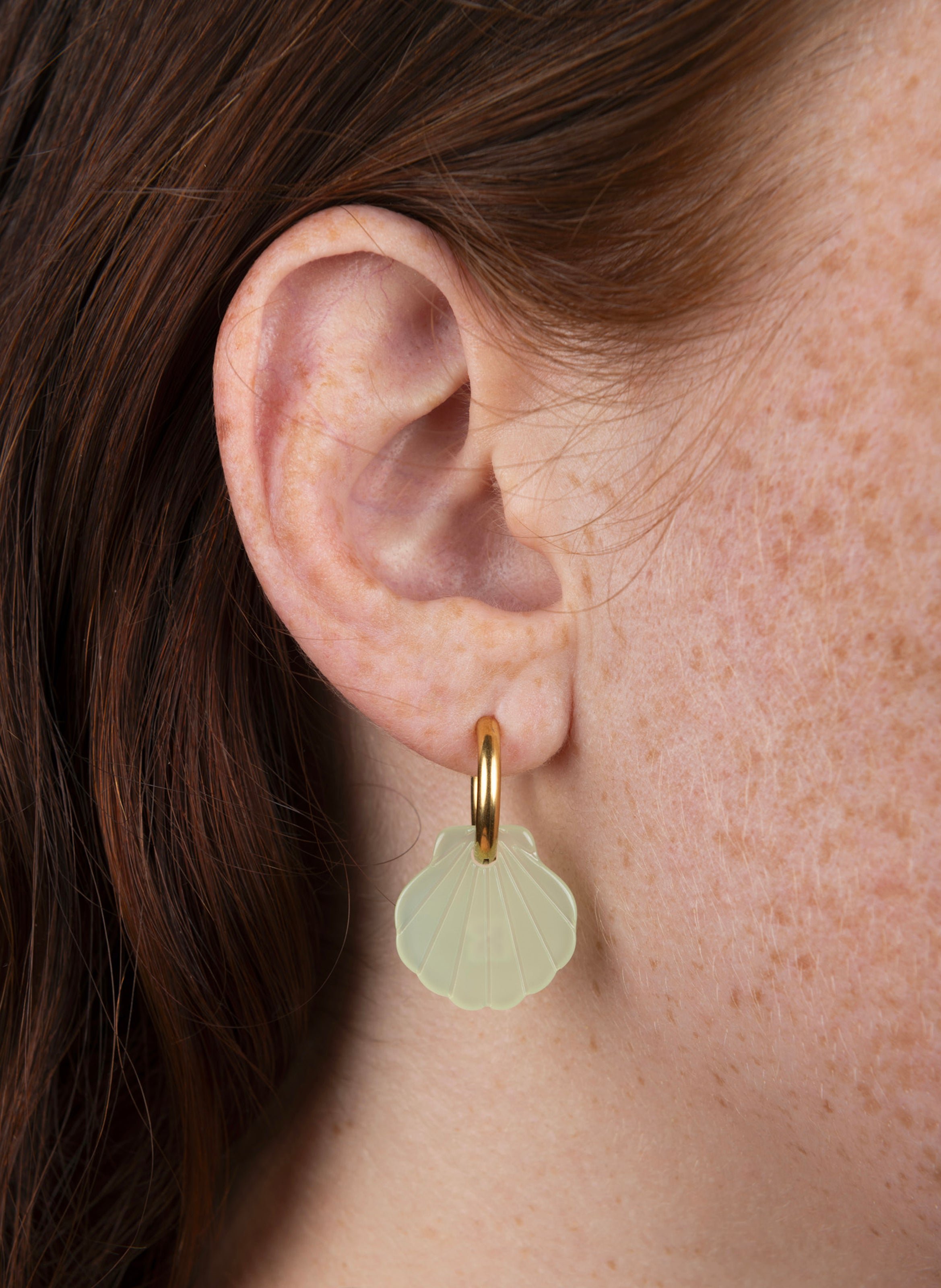 Boucles d'oreilles baby mermaid avec anneaux en acier inoxydable doré Vert