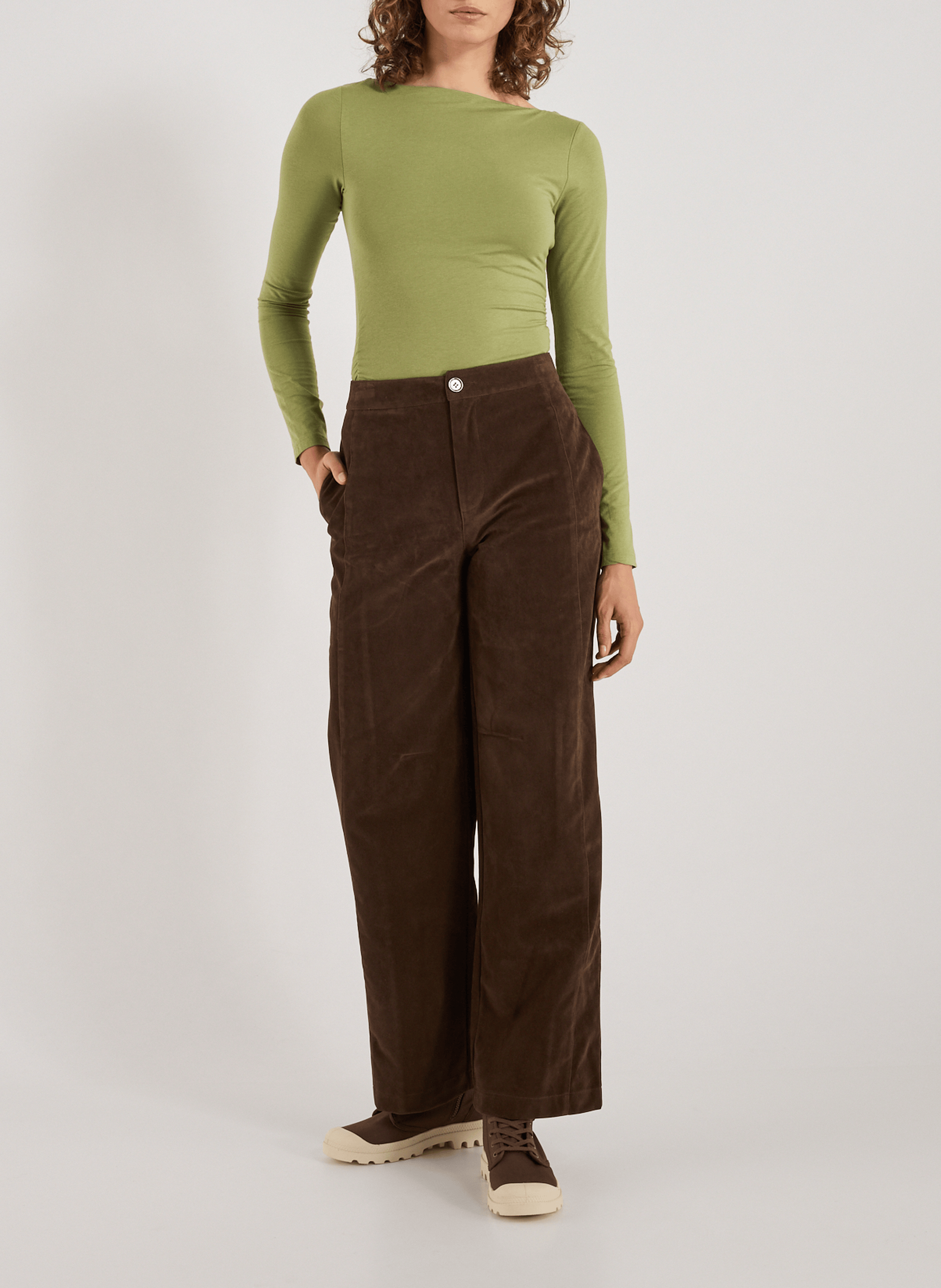 Pantalon large texturé TOPSHOP Marron