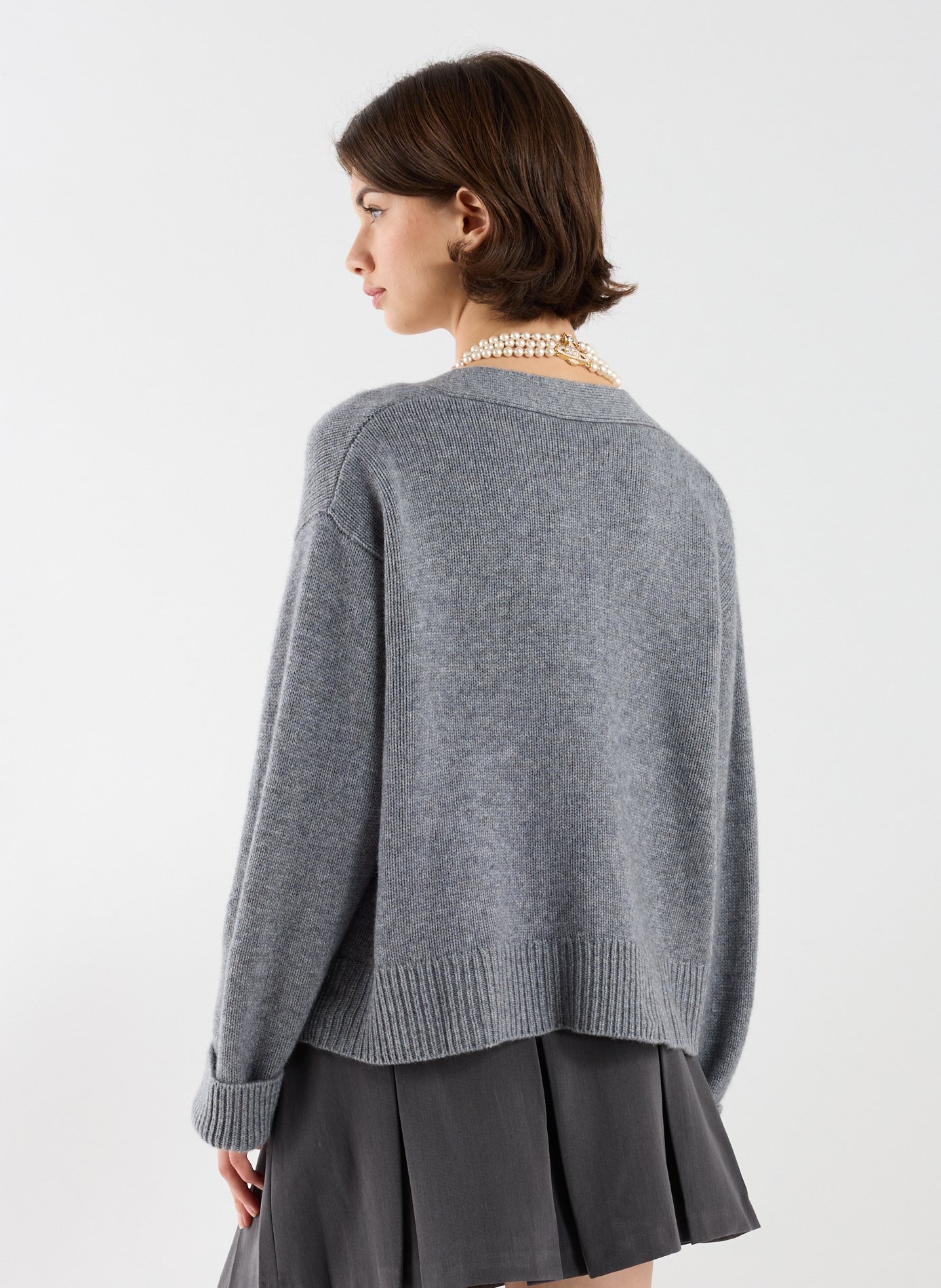 V-neck wool and cashmere Beja cardigan ALMADA Grey