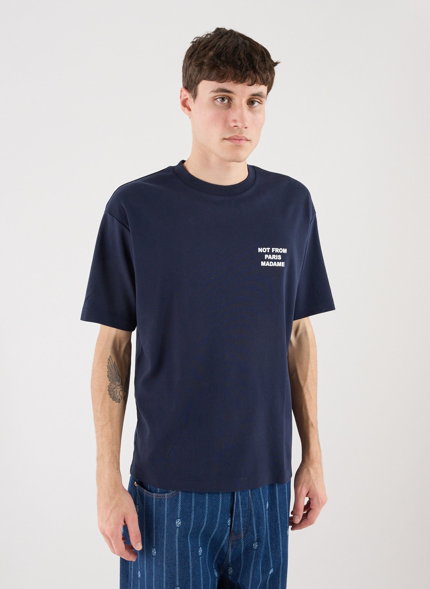 T-Shirt ample sérigraphié en coton DROLE DE MONSIEUR Bleu