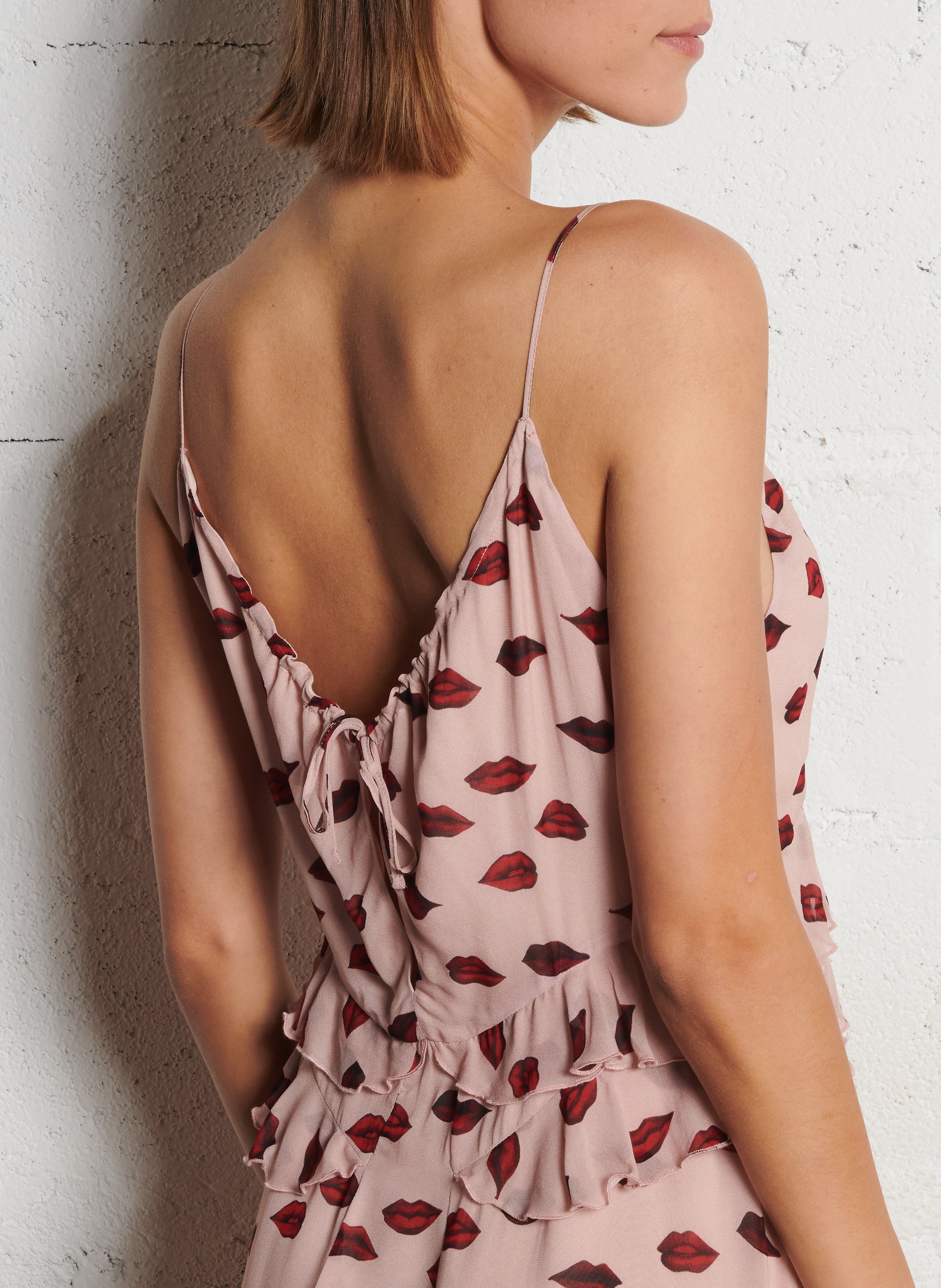 Robe courte col v imprimée IKKS Rose