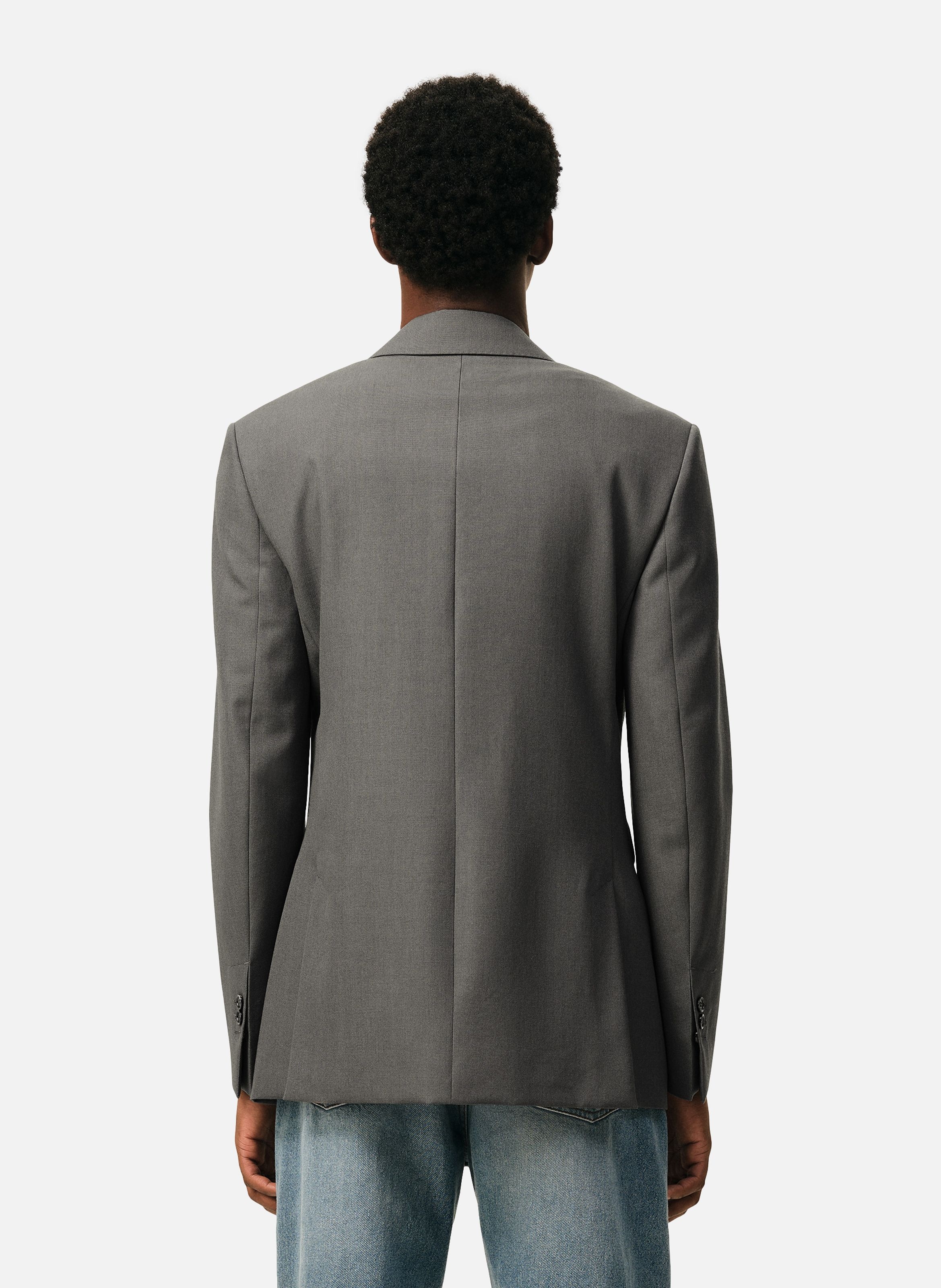 Veste droite double boutonnage en laine vierge AMI PARIS Gris