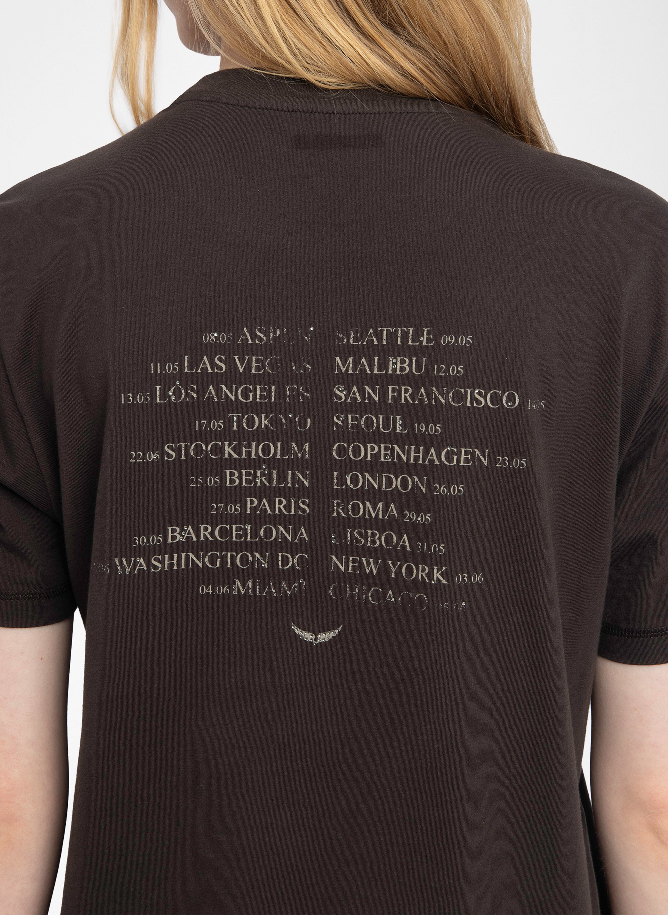 T-shirt oversize à motifs en coton edwin ZADIG&VOLTAIRE Marron