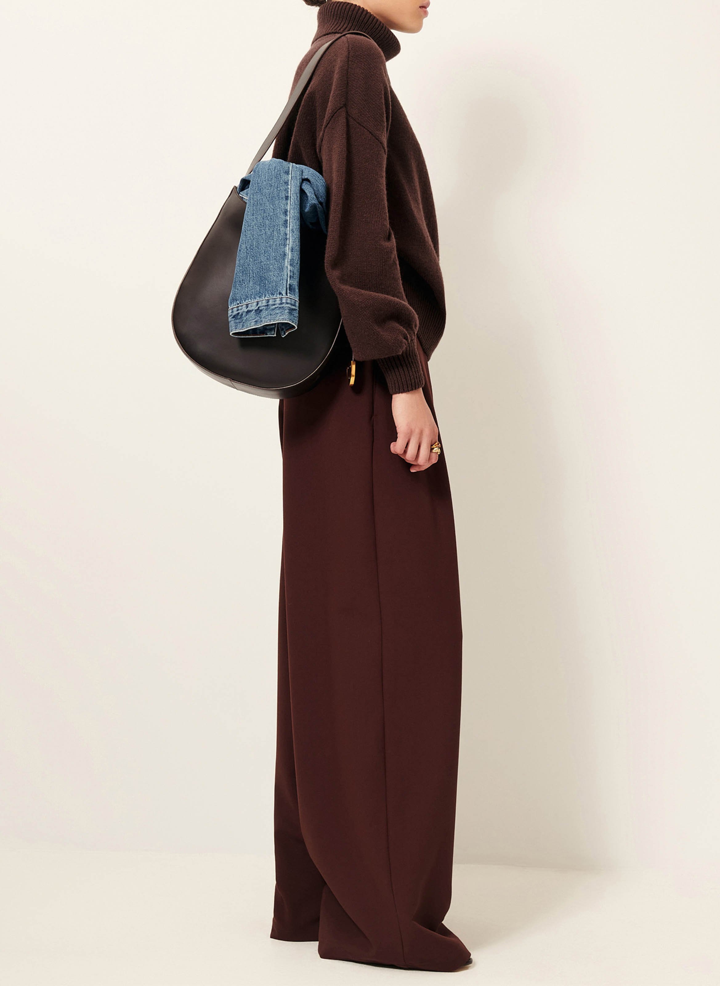 Pantalon large à pinces taille haute provenco SESSUN Marron