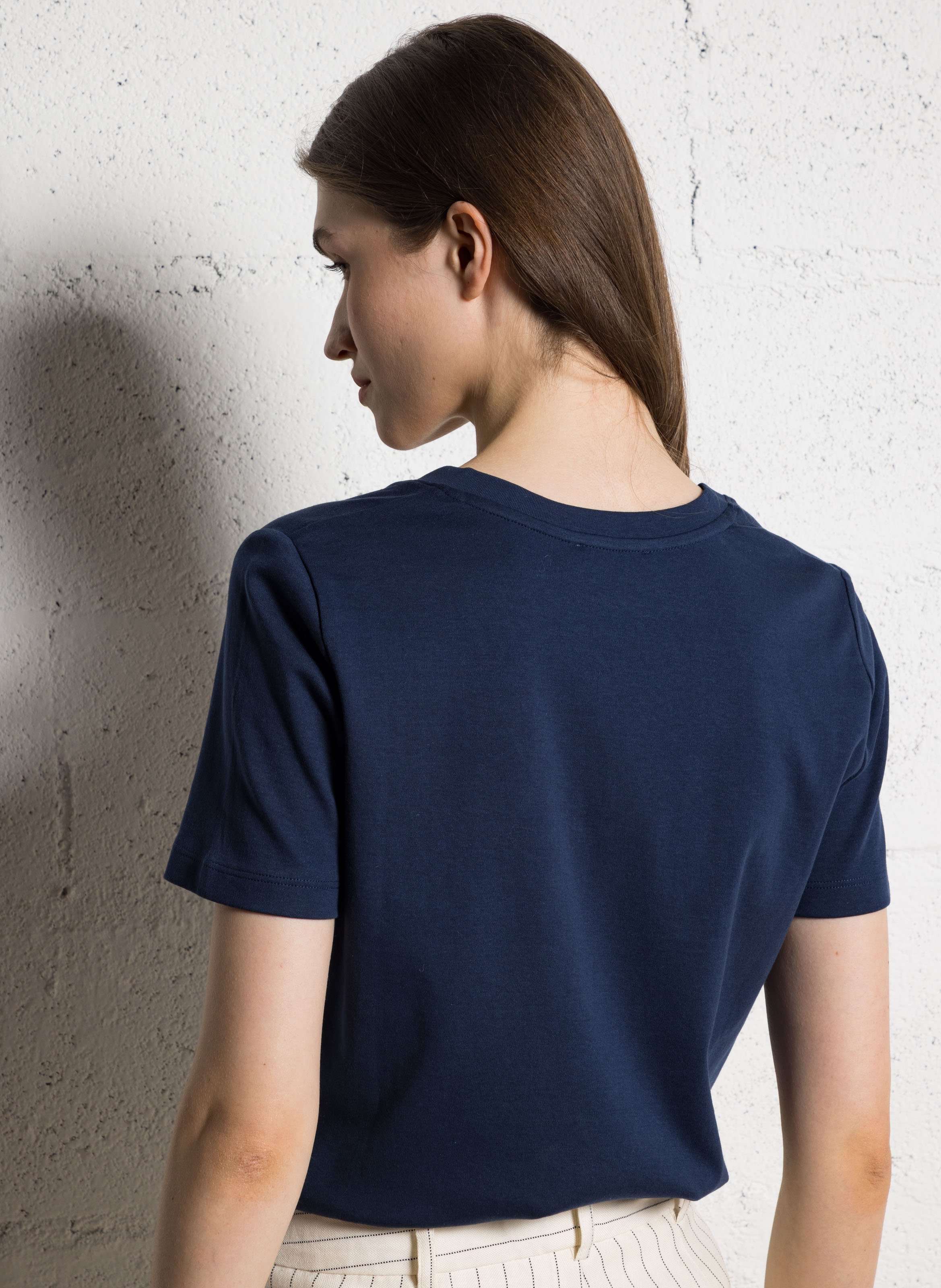 Tee-shirt droit col v en coton dana MAISON 123 Violet