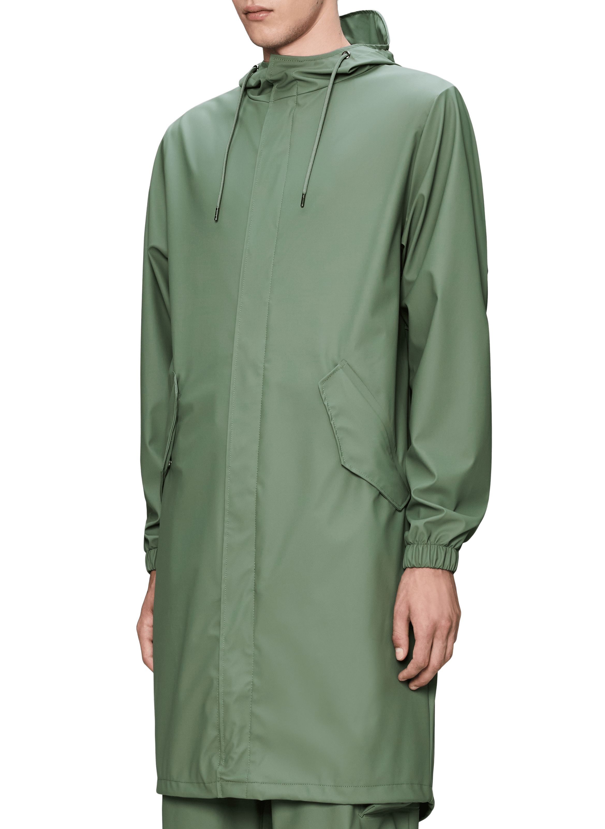 Imperméable uni à capuche RAINS Vert