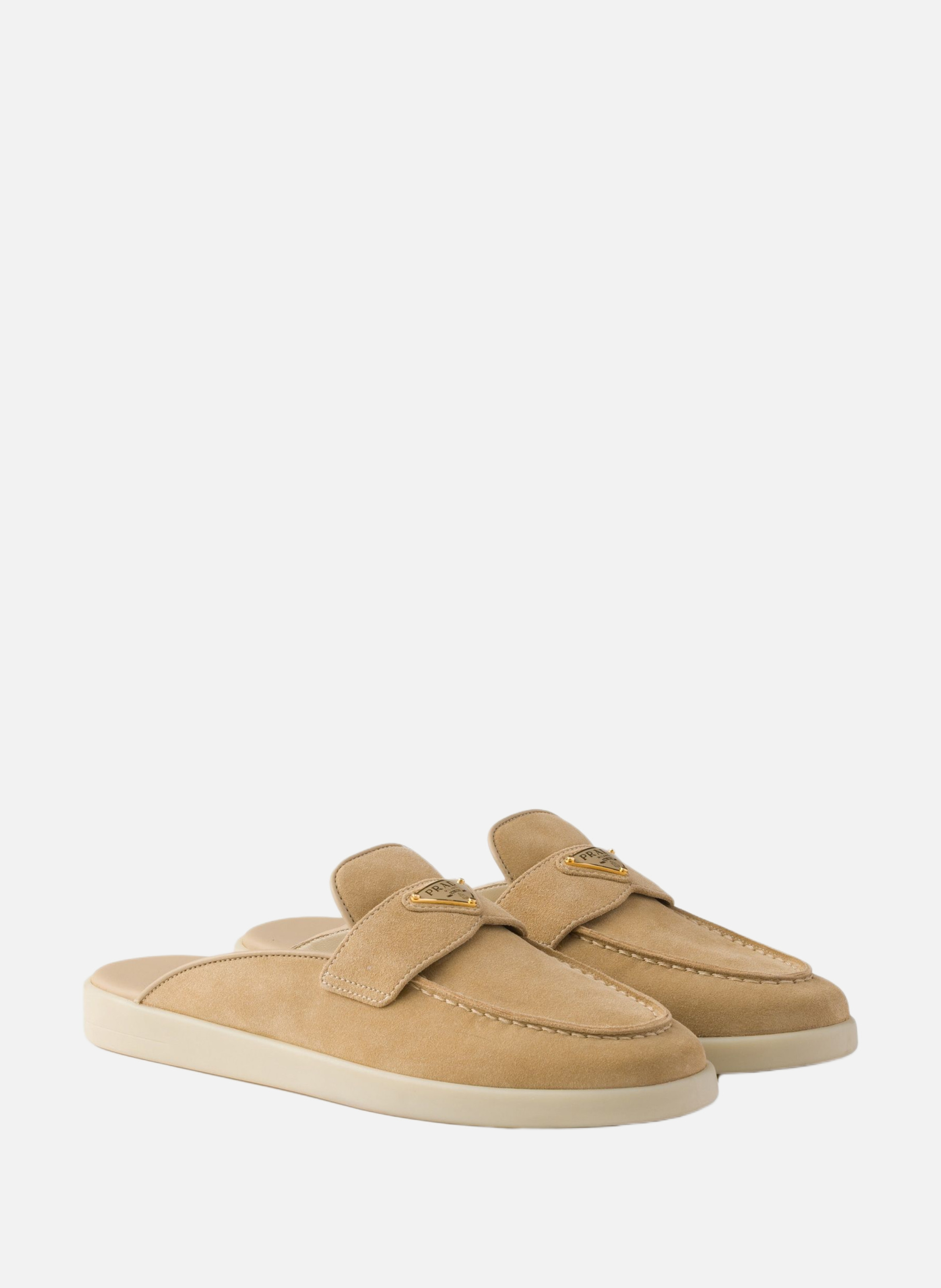 Mules en veau velours PRADA Beige