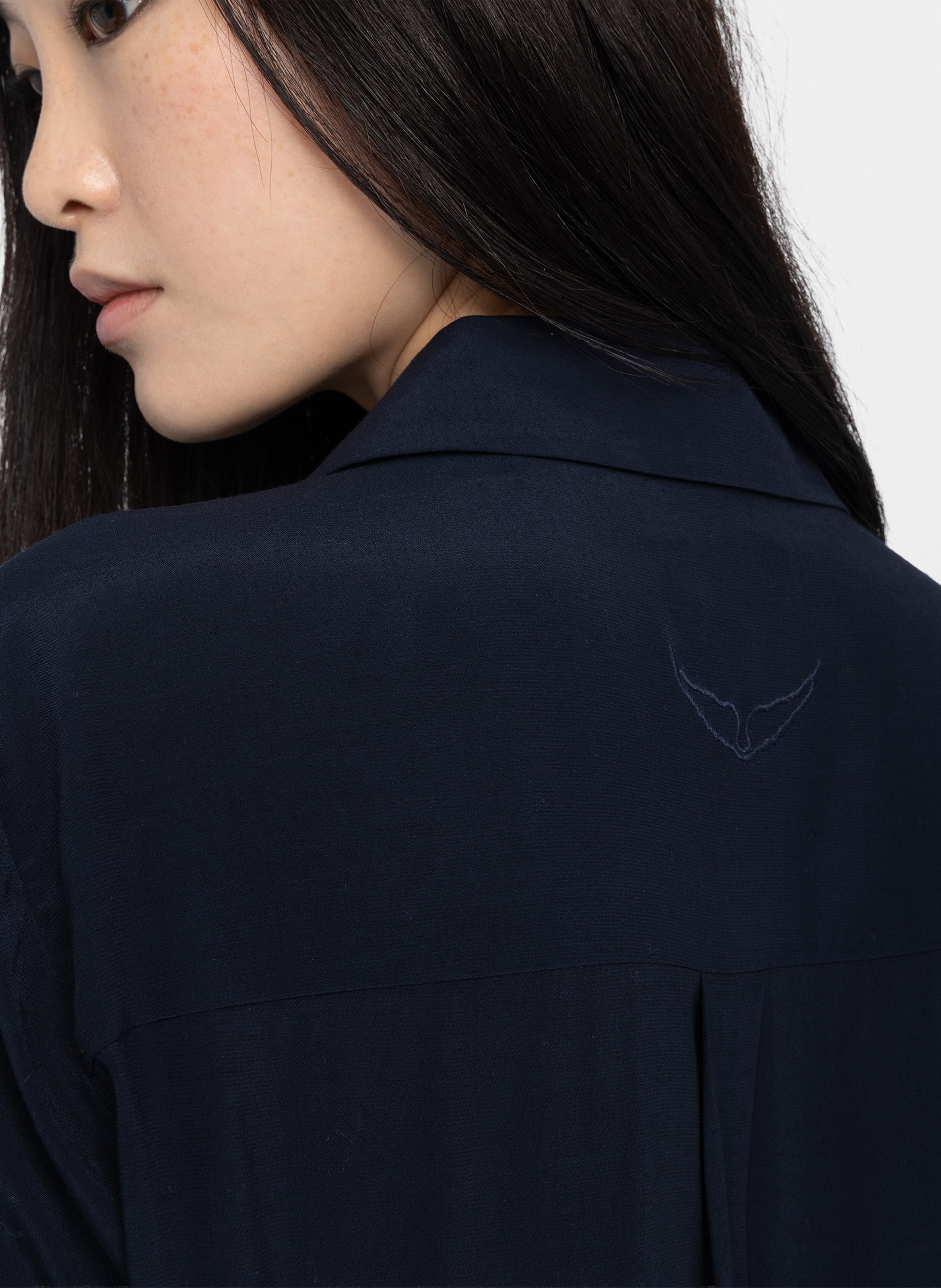 Robe courte chemise unie à détails volants rhelyne ZADIG&VOLTAIRE Bleu