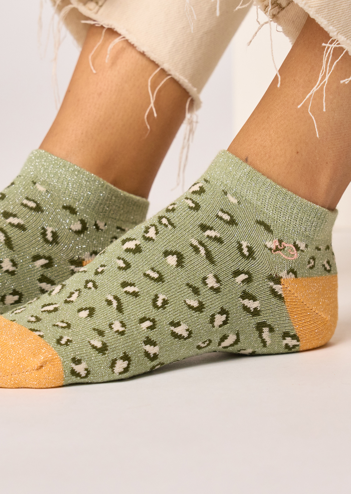 Socquettes en coton peigné leopard BILLYBELT Vert