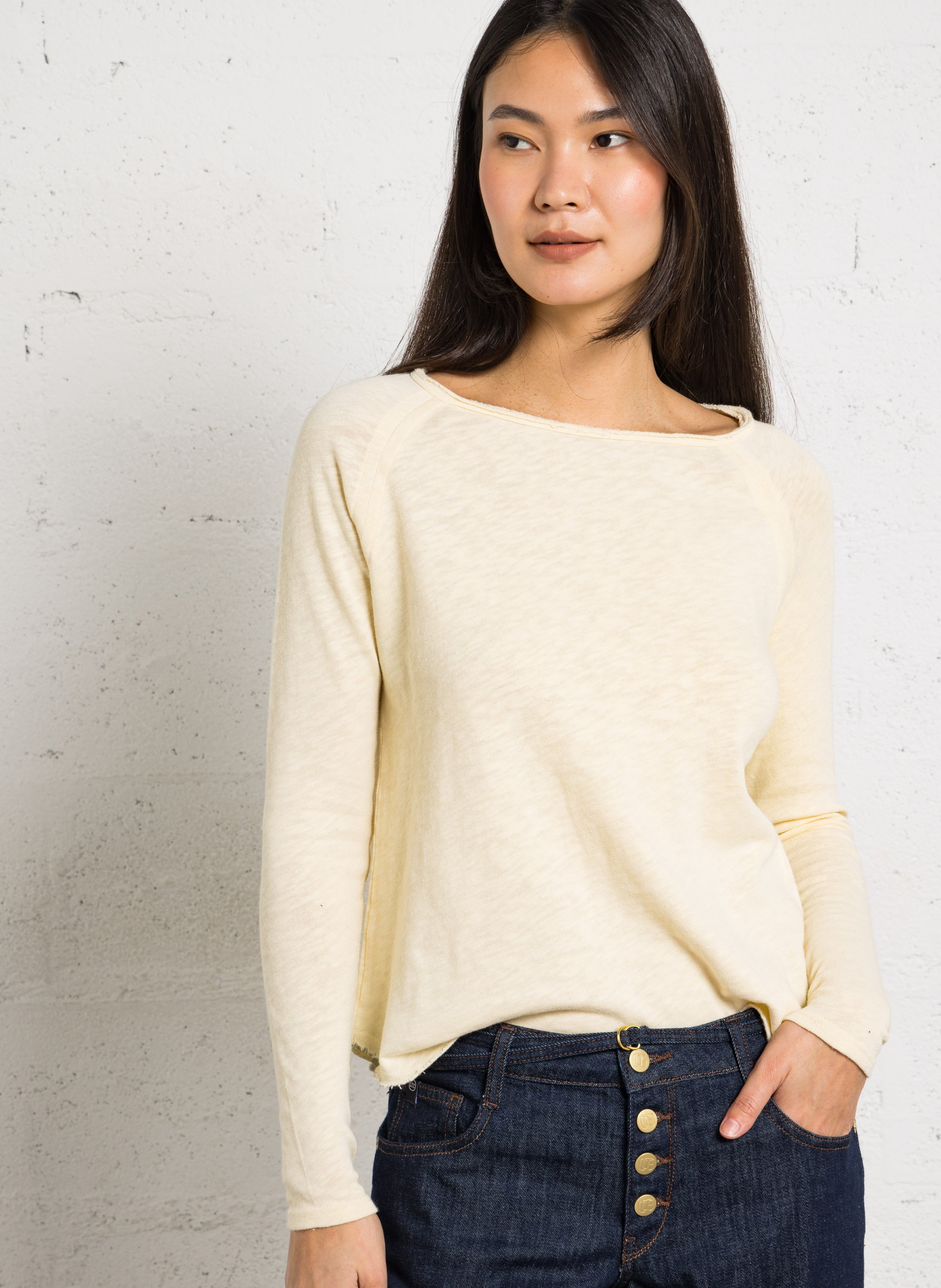 Tee-shirt col rond en coton sonoma AMERICAN VINTAGE Jaune