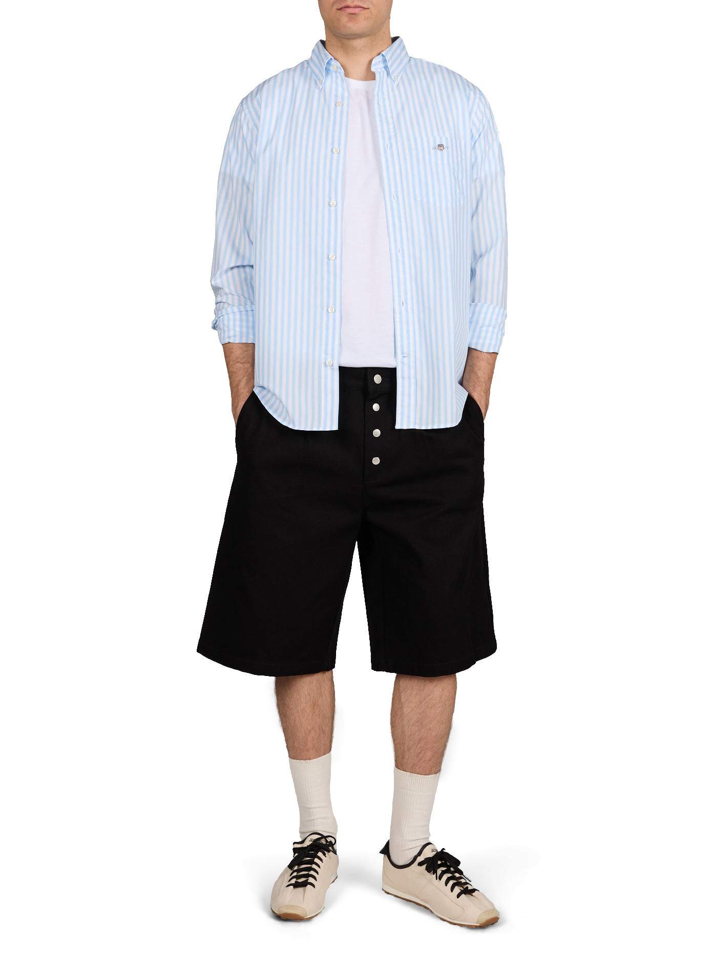 Chemise droite à rayures en coton  GANT Bleu