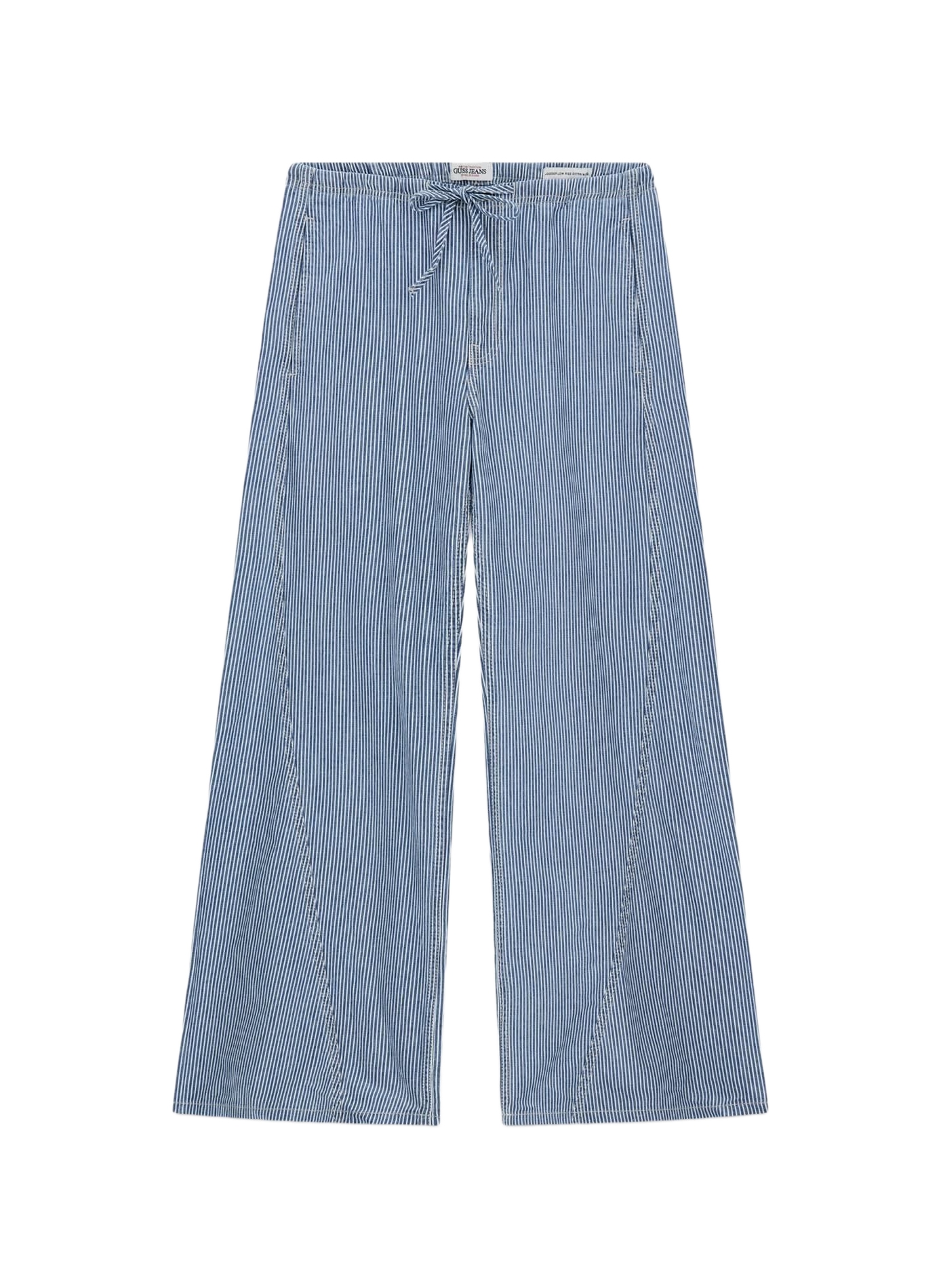 Wide-leg striped cotton jeans GUESS Blue