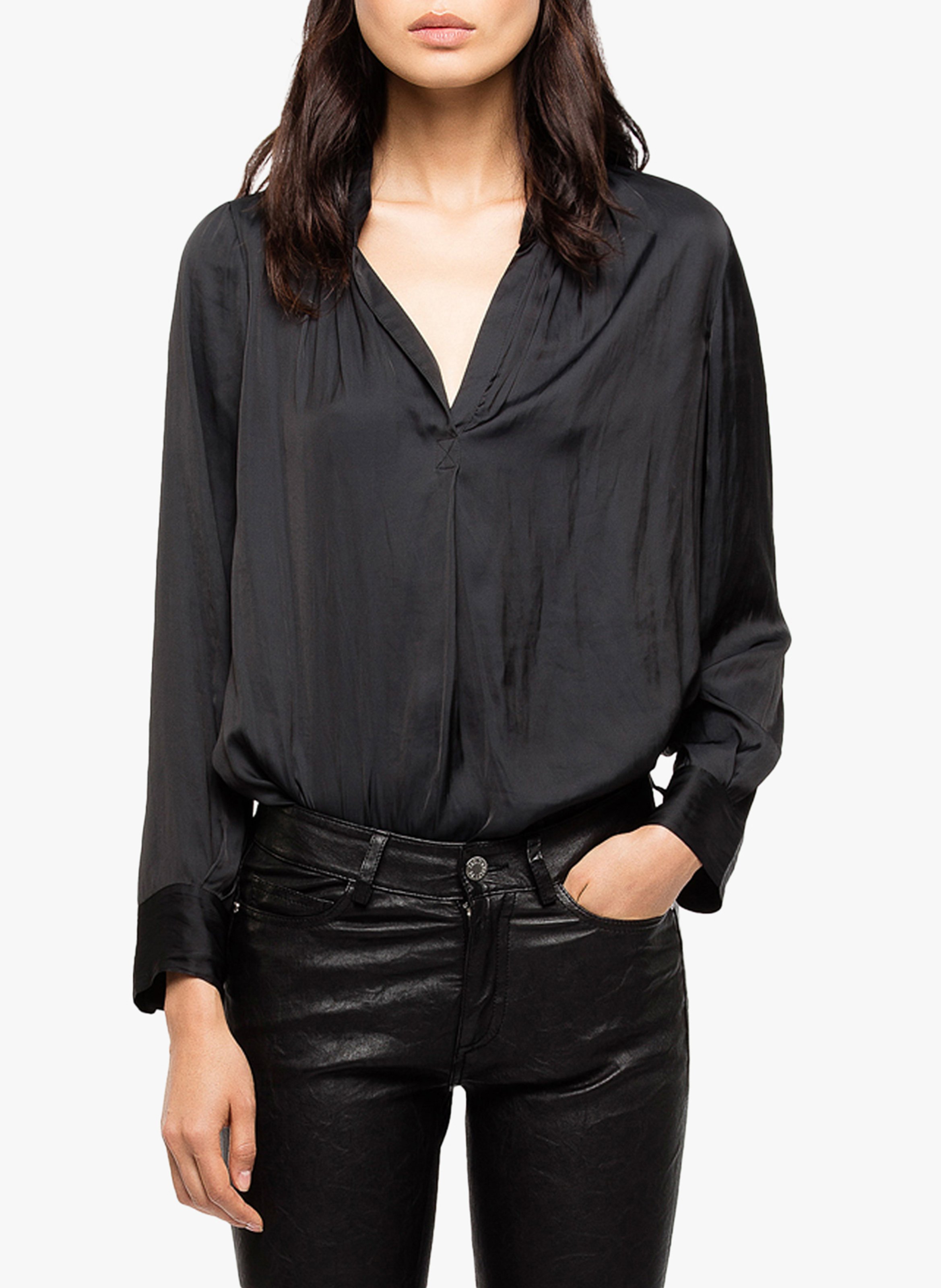 Blouse droite col v tink ZADIG&VOLTAIRE Zwart