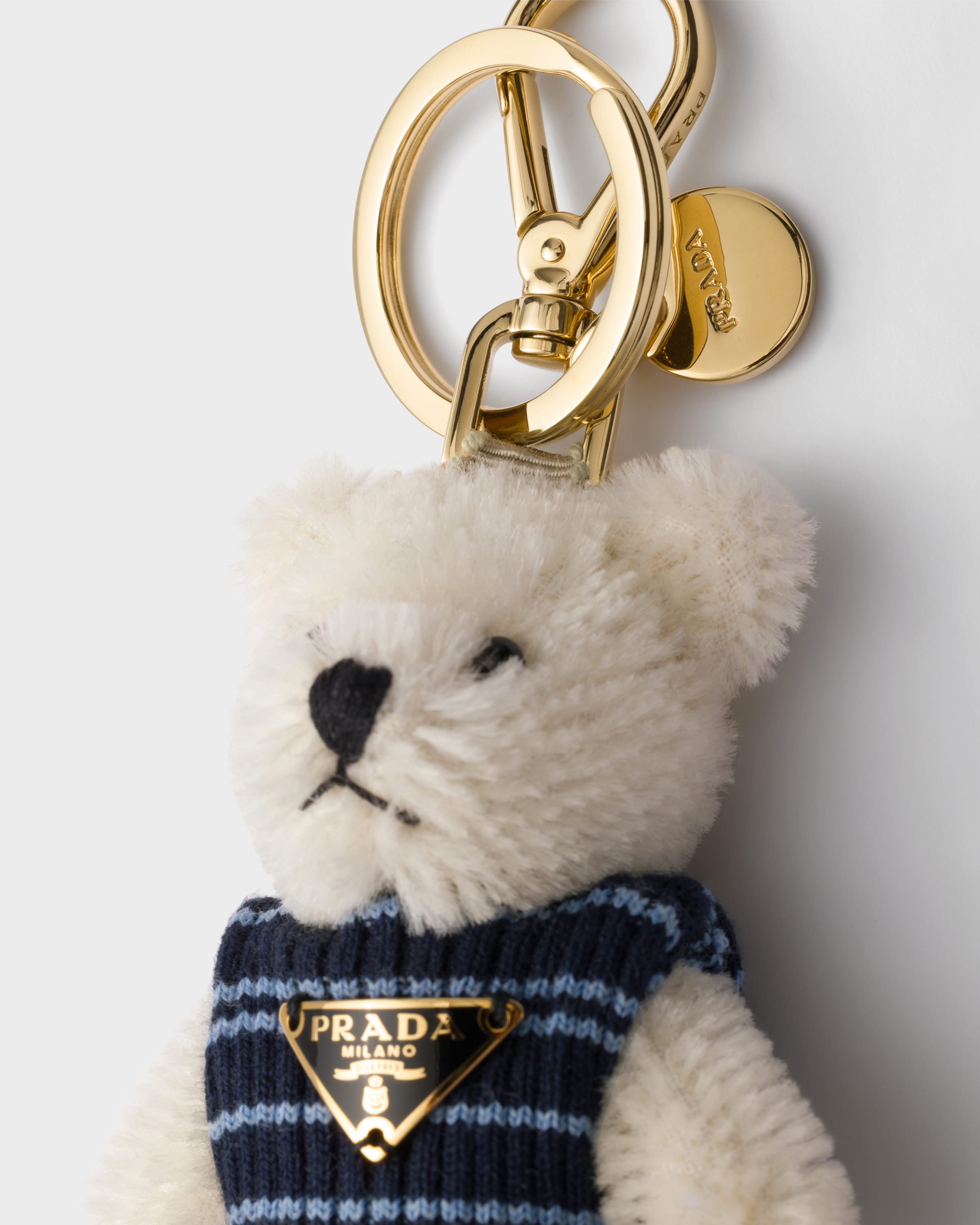 Charm porte-clés teddy bear avec anneau en métal PRADA Blanc
