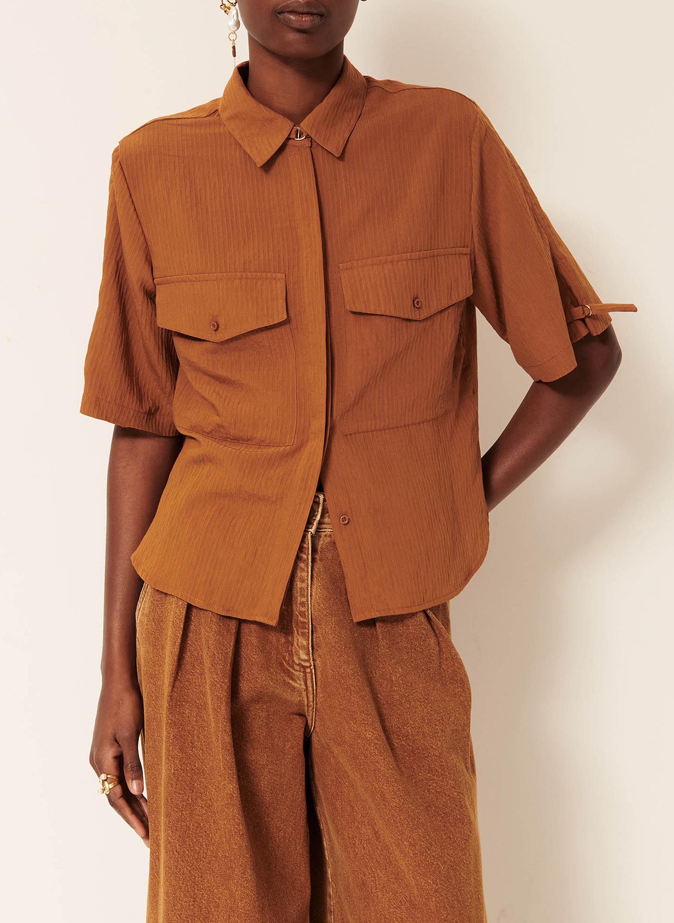 Chemise ample col classique simonin SESSUN Marron
