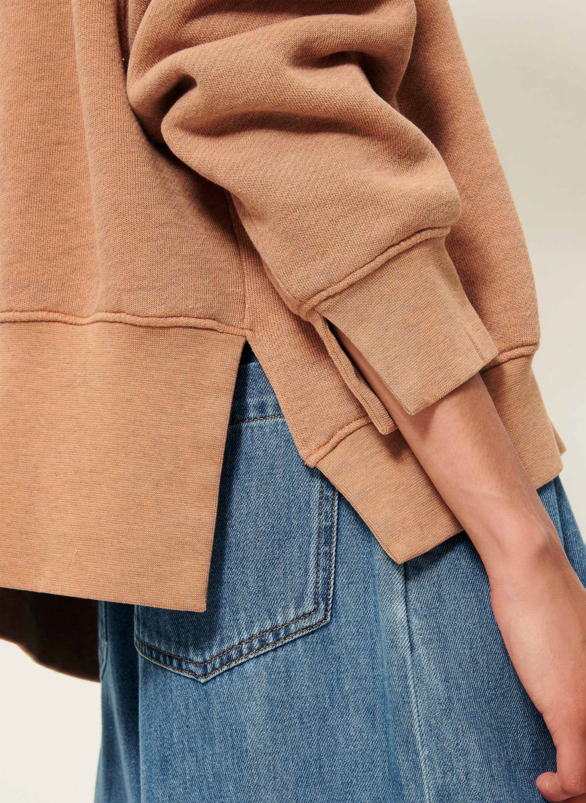 Sweat col rond en coton mélangé oliveira SESSUN Beige