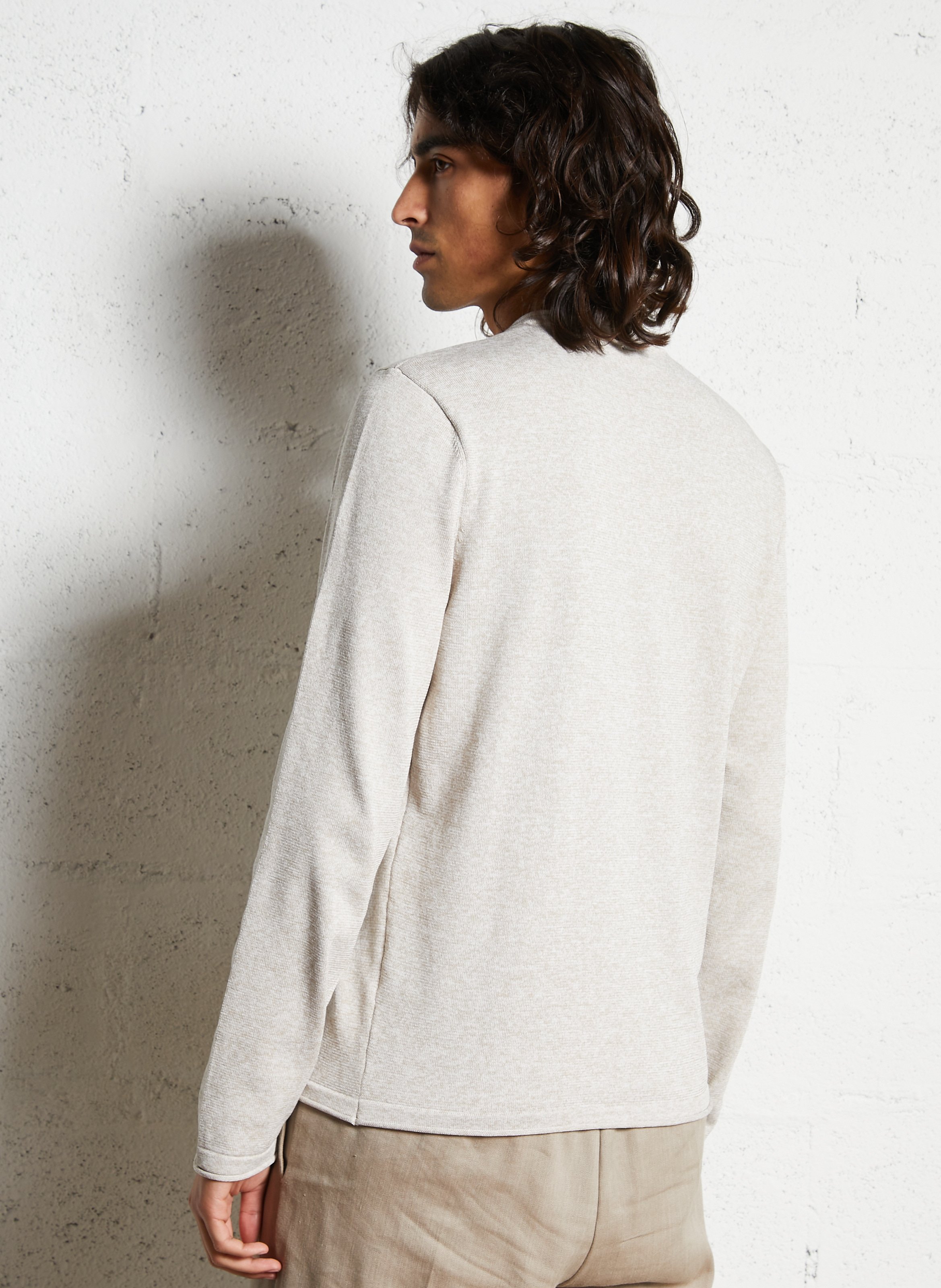 Pull droit col tunisien chiné IKKS Beige