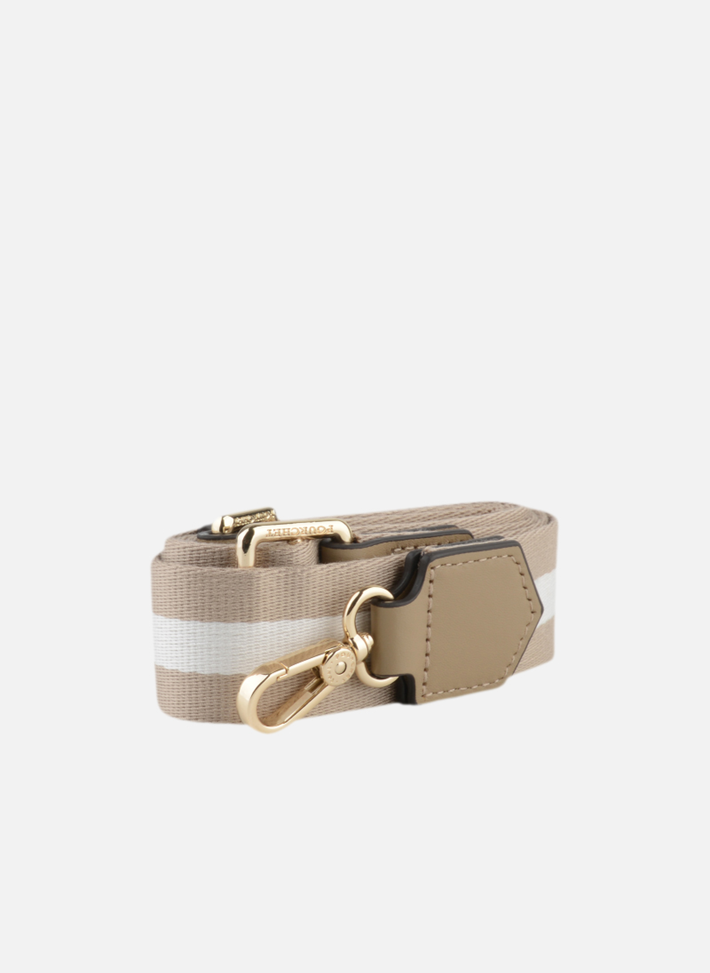 Bandoulière | bandoulière de sac à rayures en coton garni cuir  Taupe