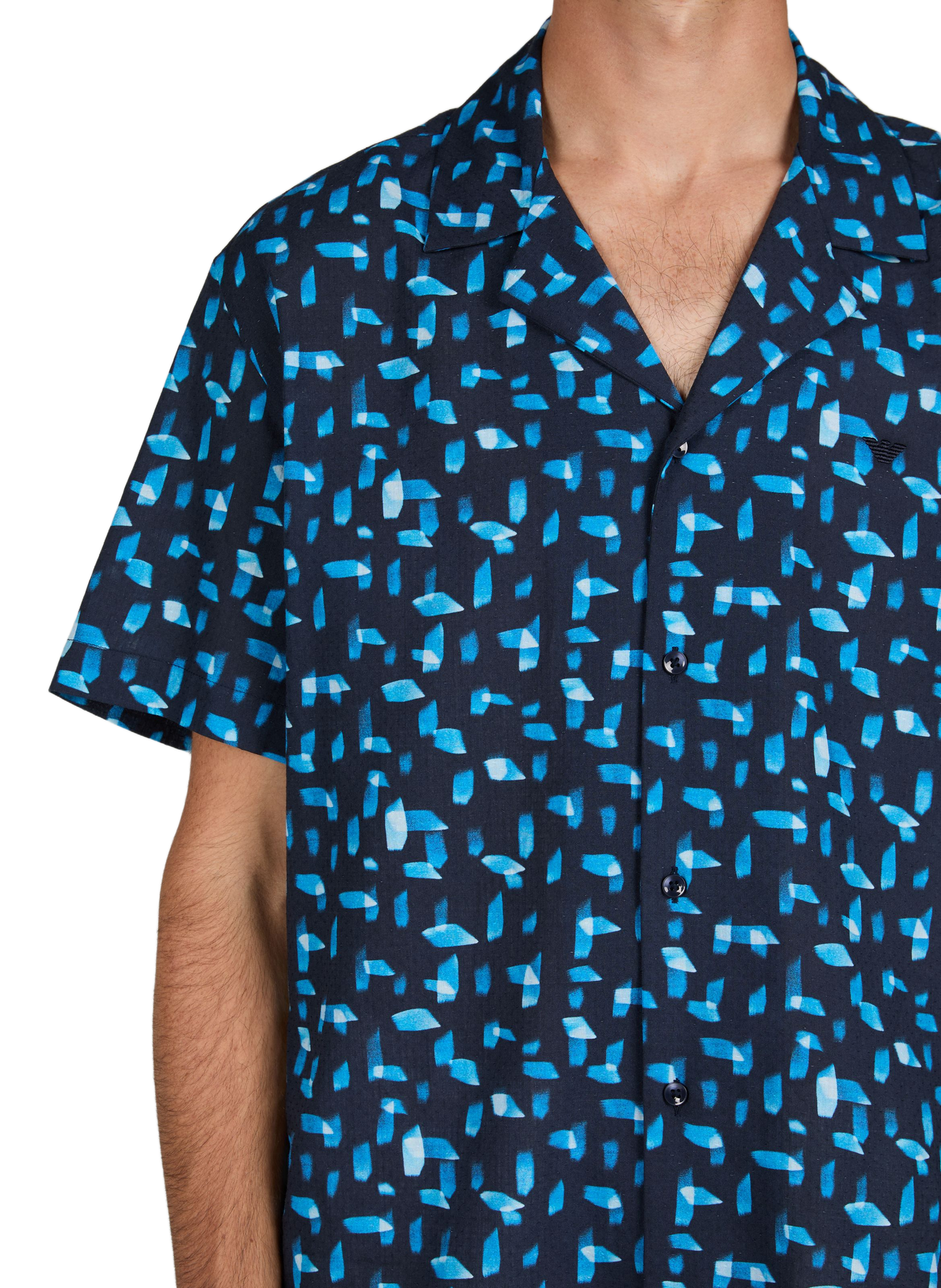 Textured cotton shirt with print ARMANI Blue