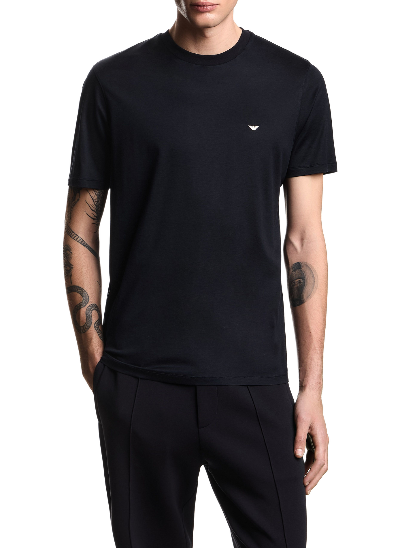T-shirt col rond à logo EMPORIO ARMANI Bleu