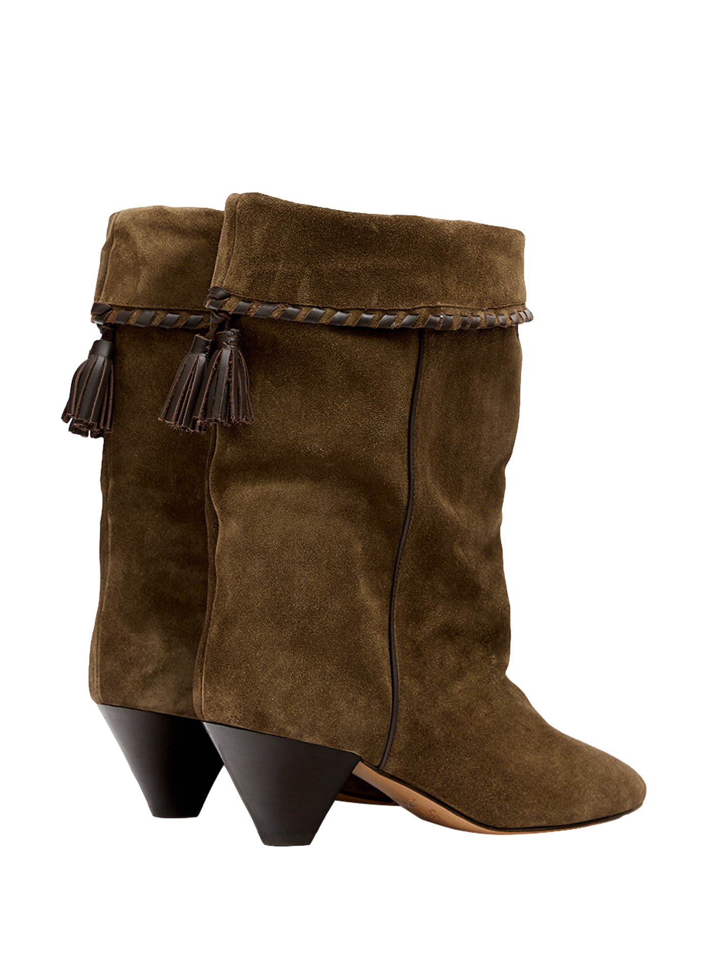 Gekräuselte Dalby Stiefel aus Veloursleder vom Kalb ISABEL MARANT Braun
