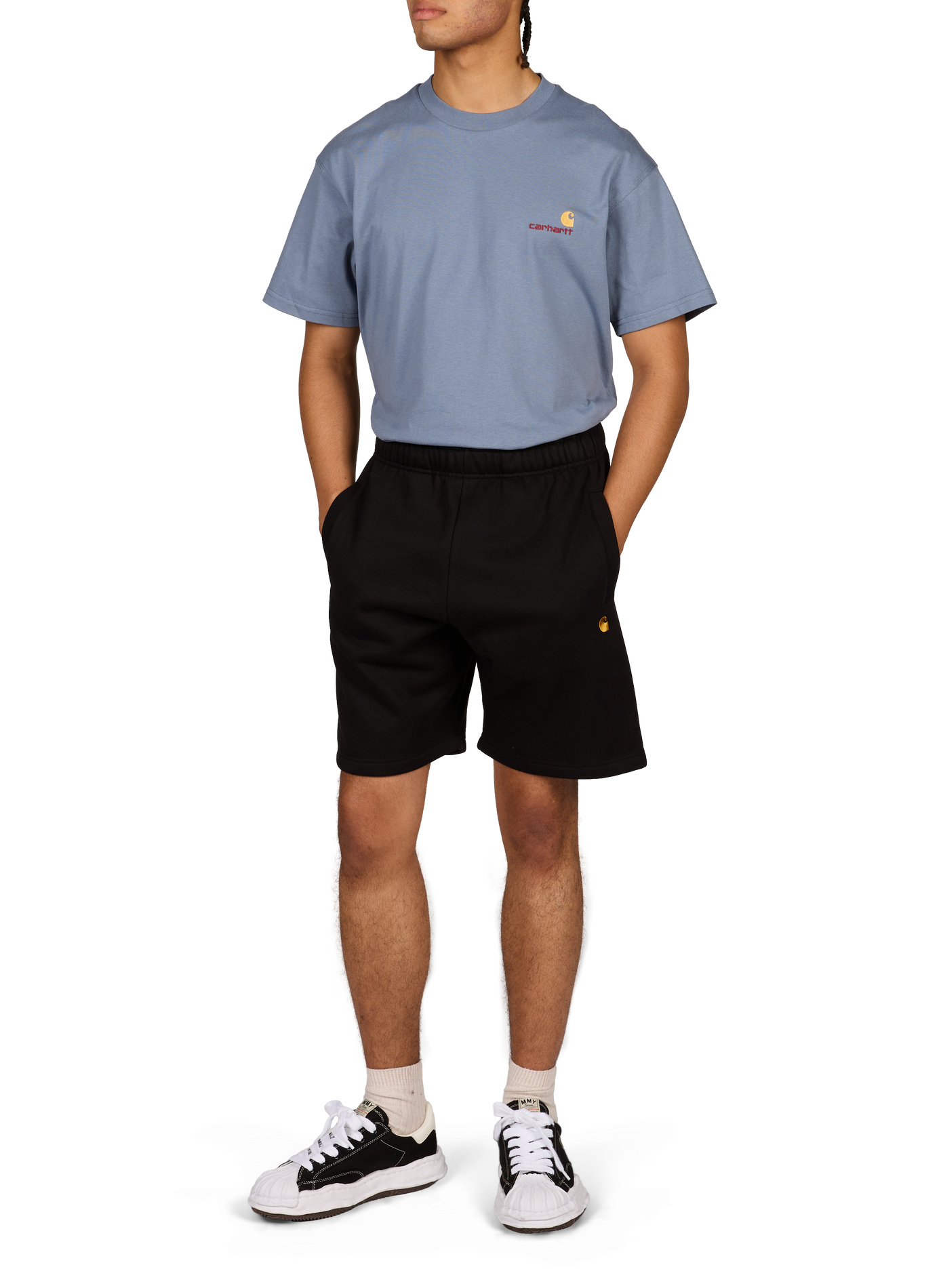 Short de survêtement uni en coton mélangé CARHARTT WIP Noir