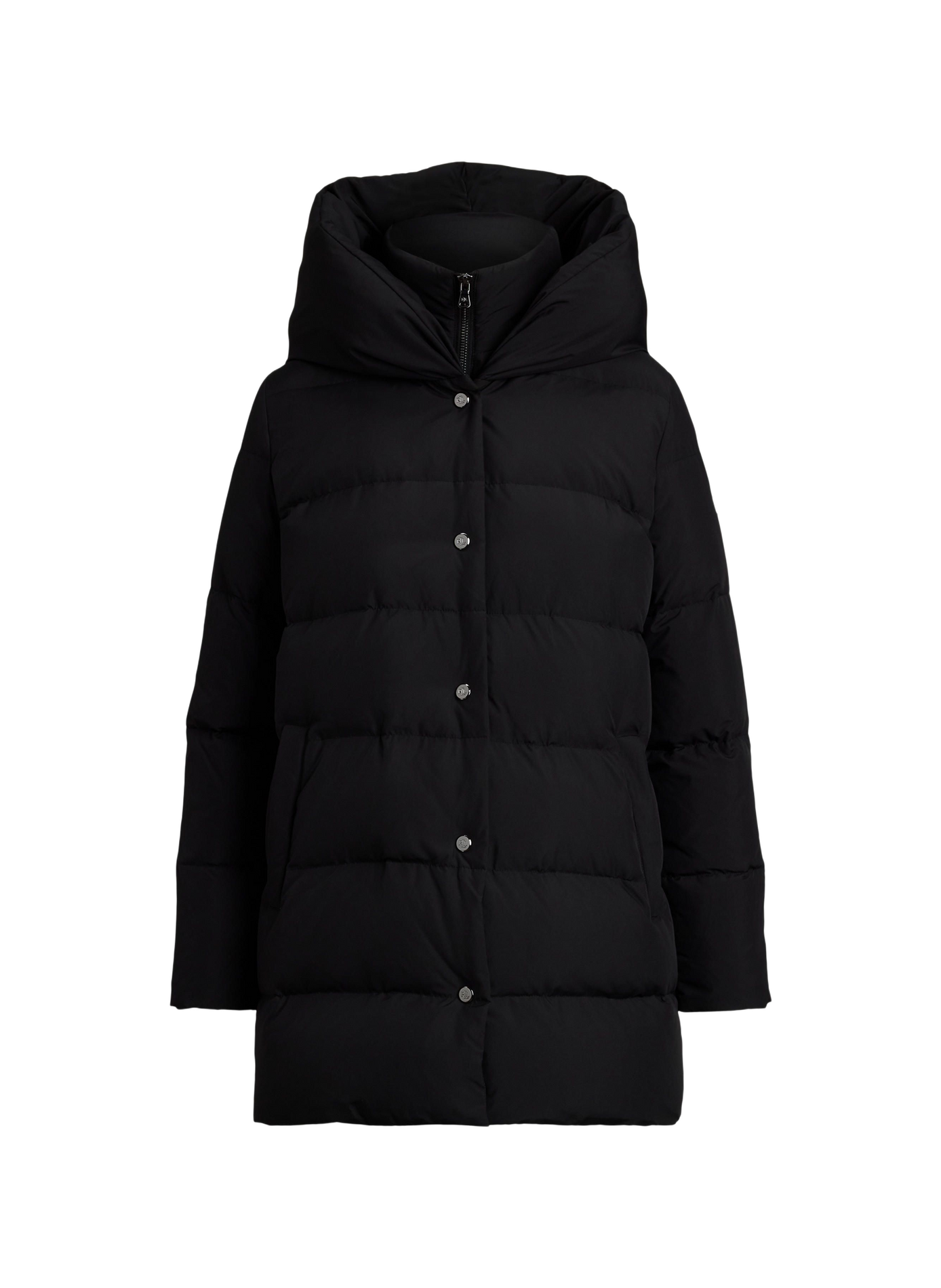 Long quilted hooded puffer coat LAUREN Black