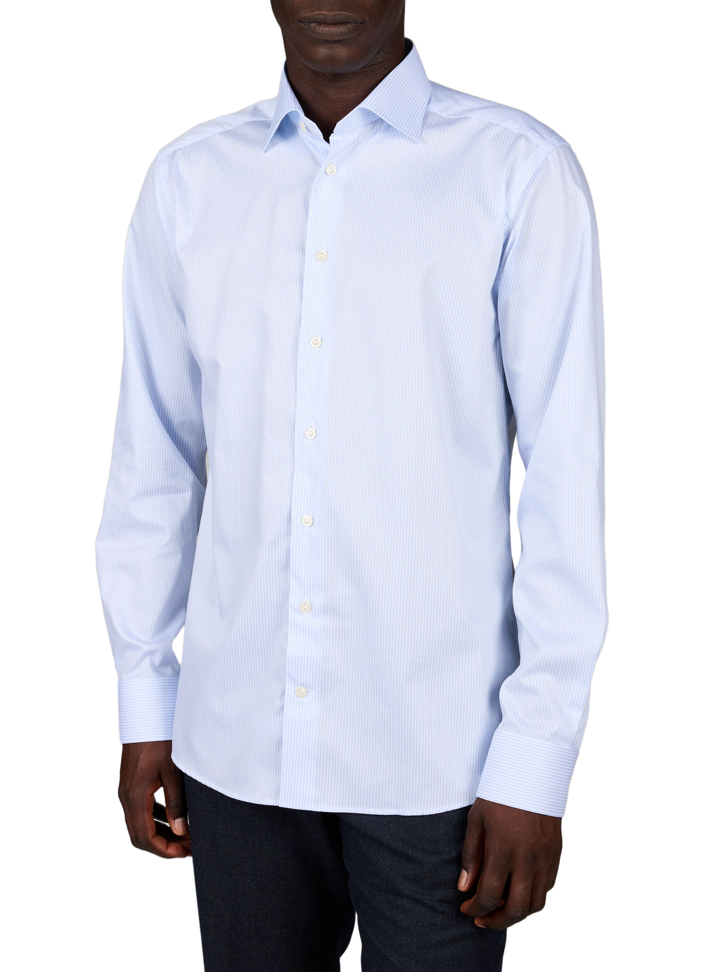 Chemise slim rayée en coton ETON Bleu