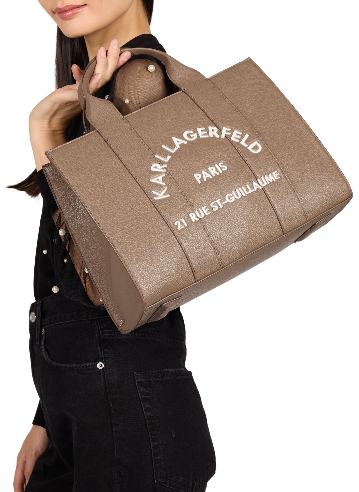 Medium logotyped K/ RSG tote bag KARL LAGERFELD Brown