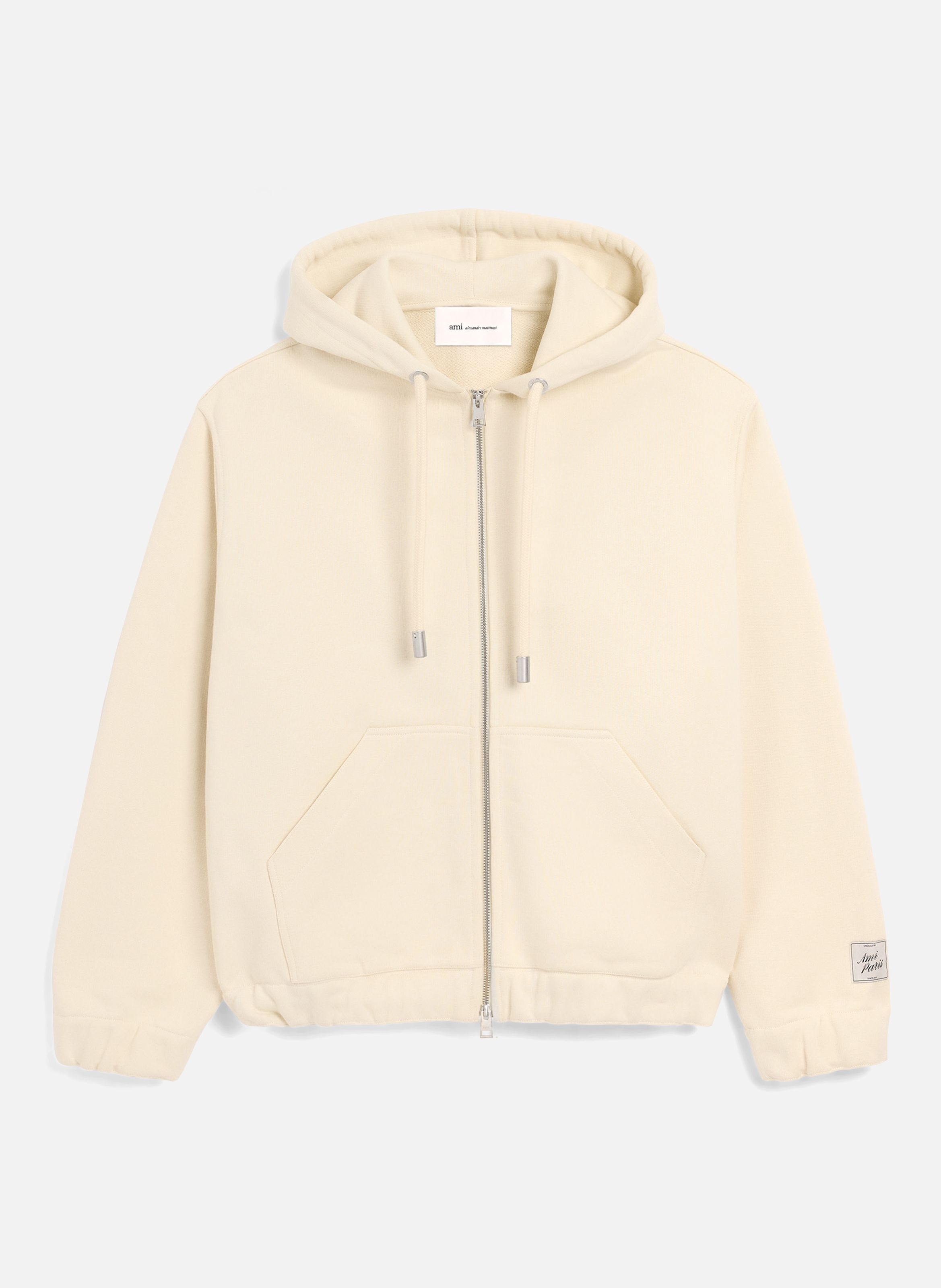 Hoodie zippé unisexe en coton étiquette héritage ami paris AMI PARIS Blanc