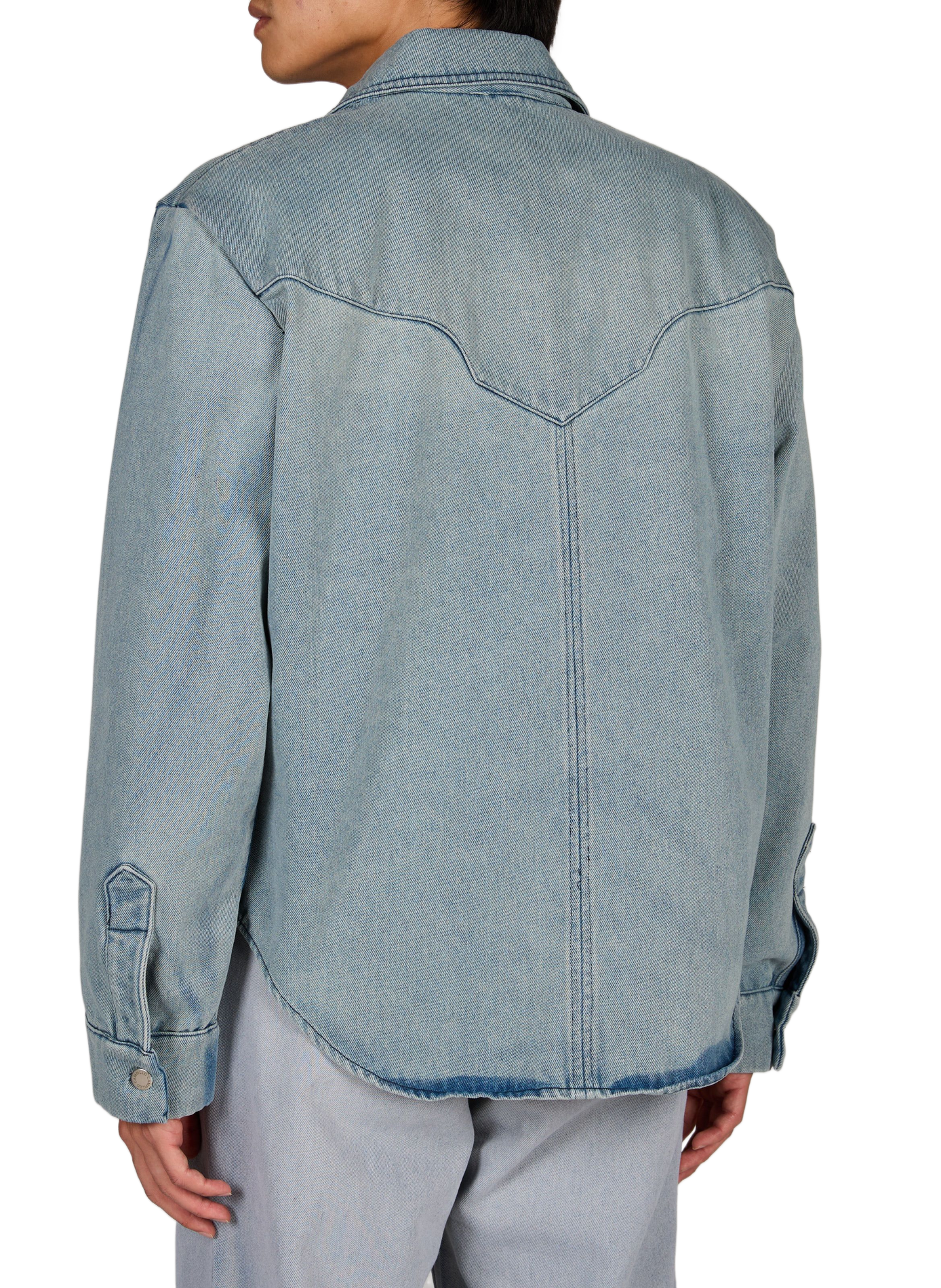 Ruedo long straight classic collar cotton jacket CAMPILLO Blue