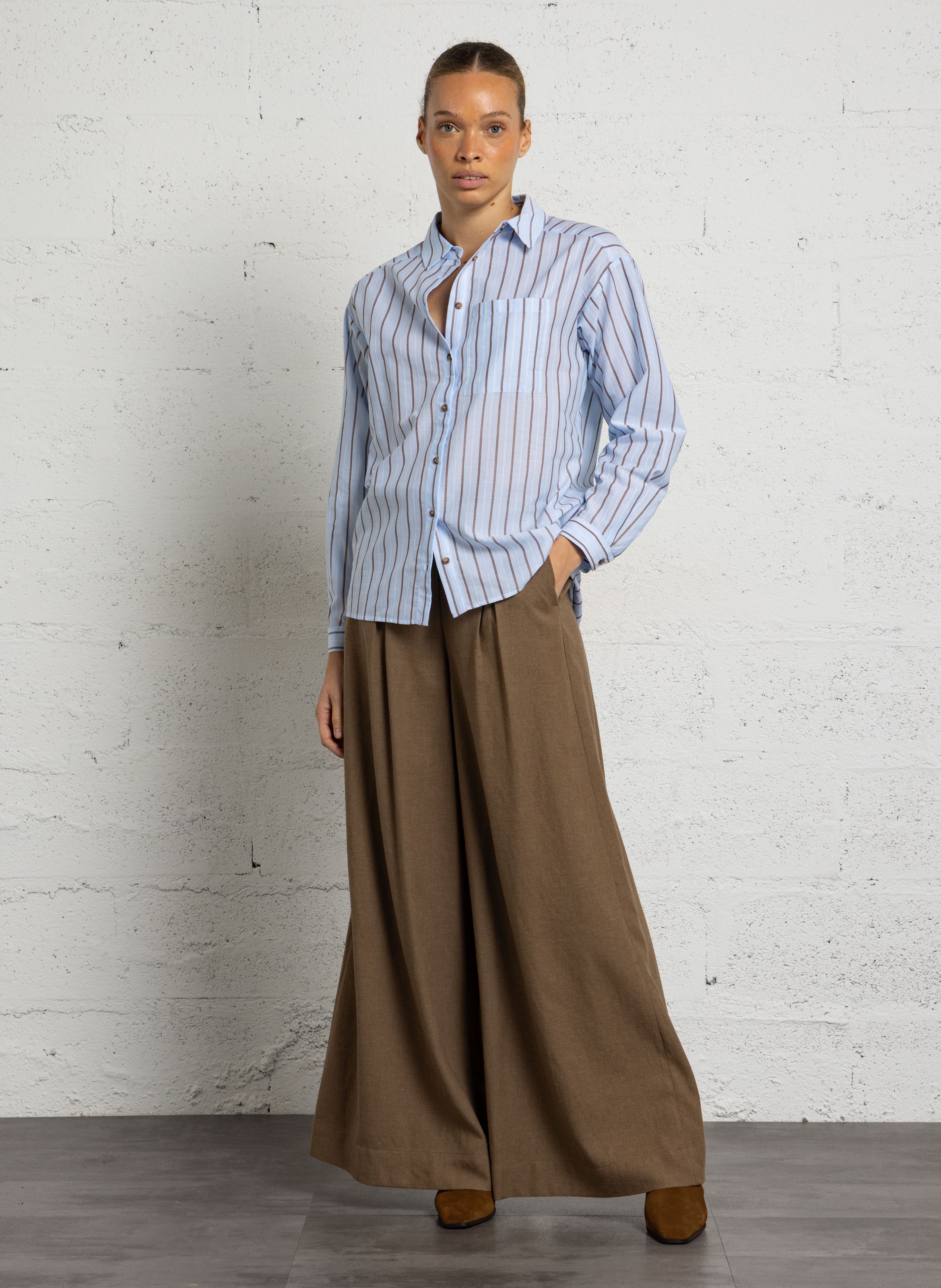 Chemise droite à rayures en coton passy MAISON 123 Bleu