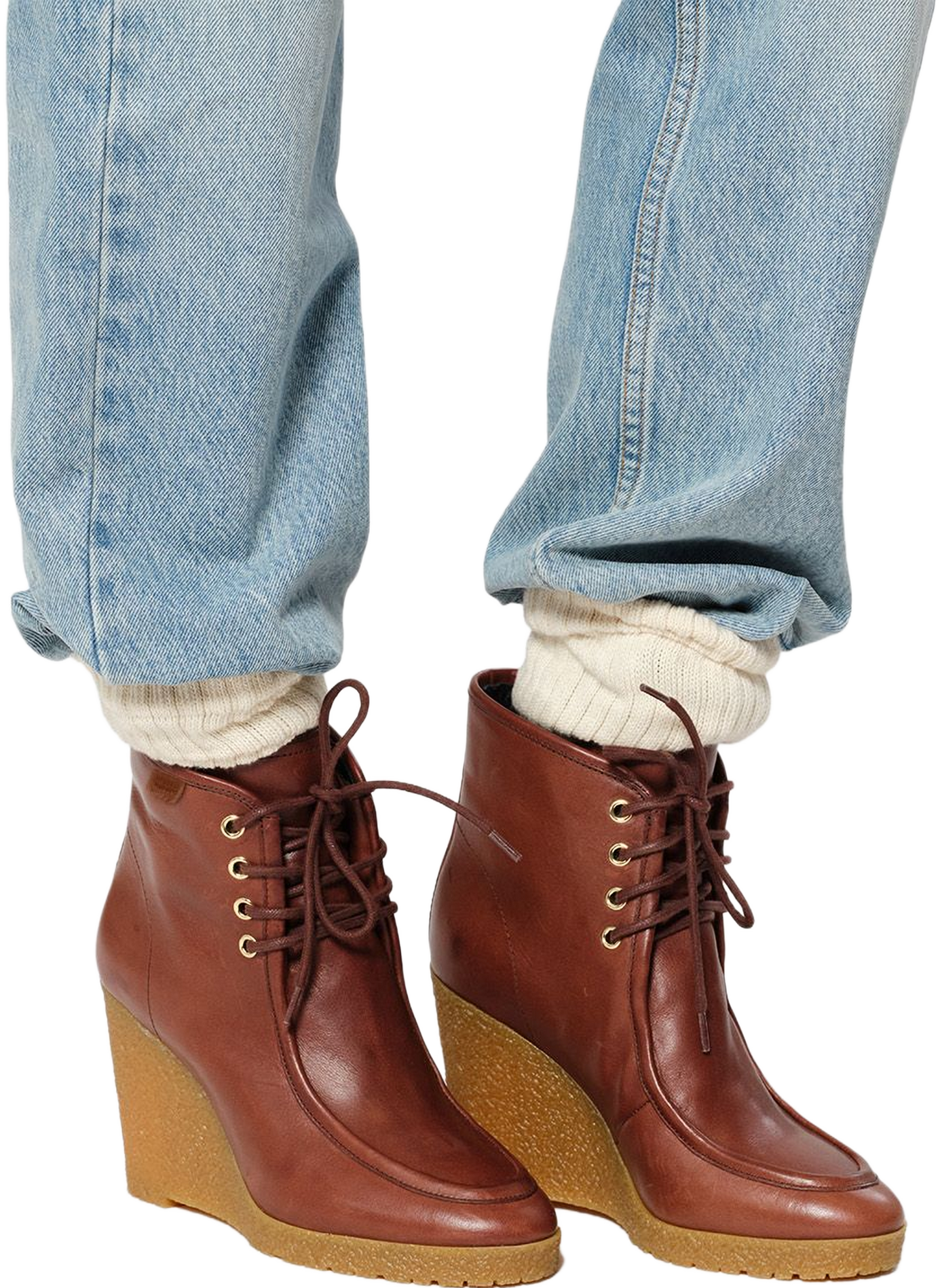 Schnür-Wedge-Stiefeletten Cylia aus Leder ISABEL MARANT Braun