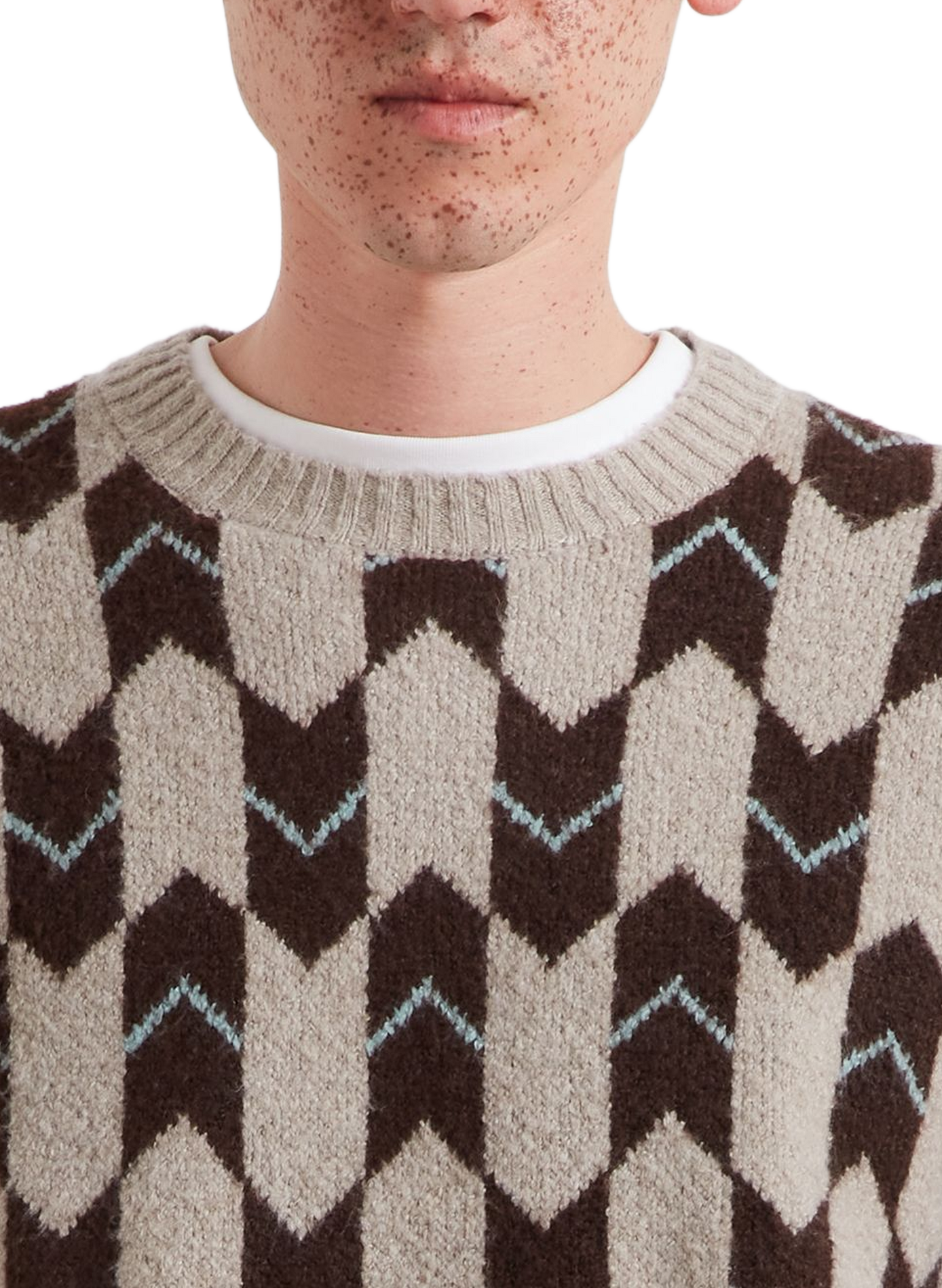 Pull droit manches longues imprimé FARAH Brown