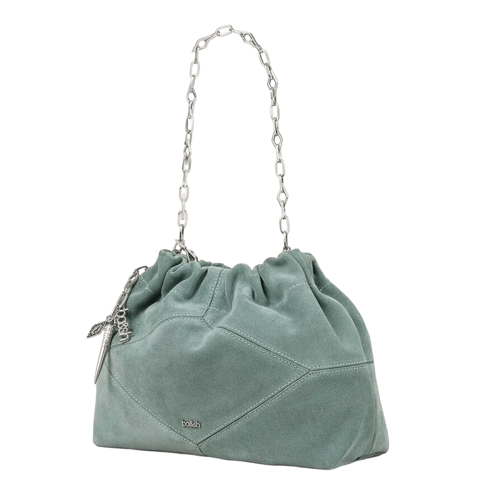 Schoudertas van leer mini June tote BA&SH Blauw