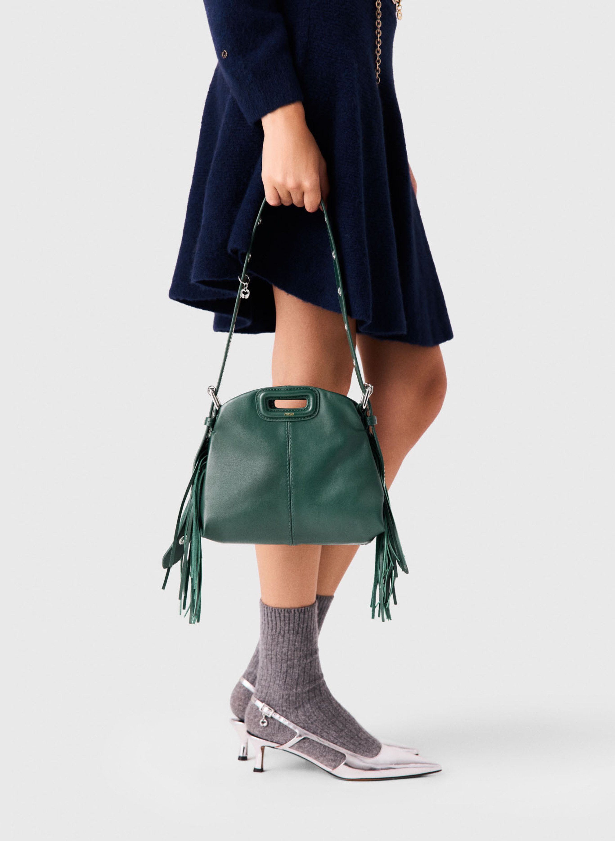 Sac bandoulière en cuir MAJE Vert
