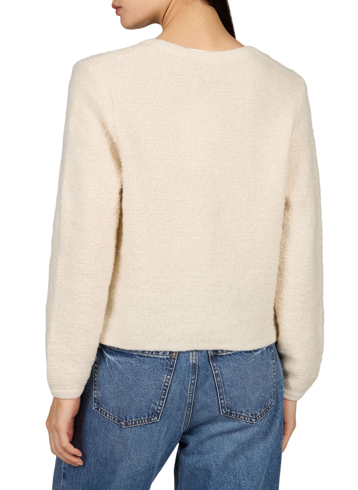 Gerade geschnittene Strickjacke mit langen Ärmeln VILA Beige
