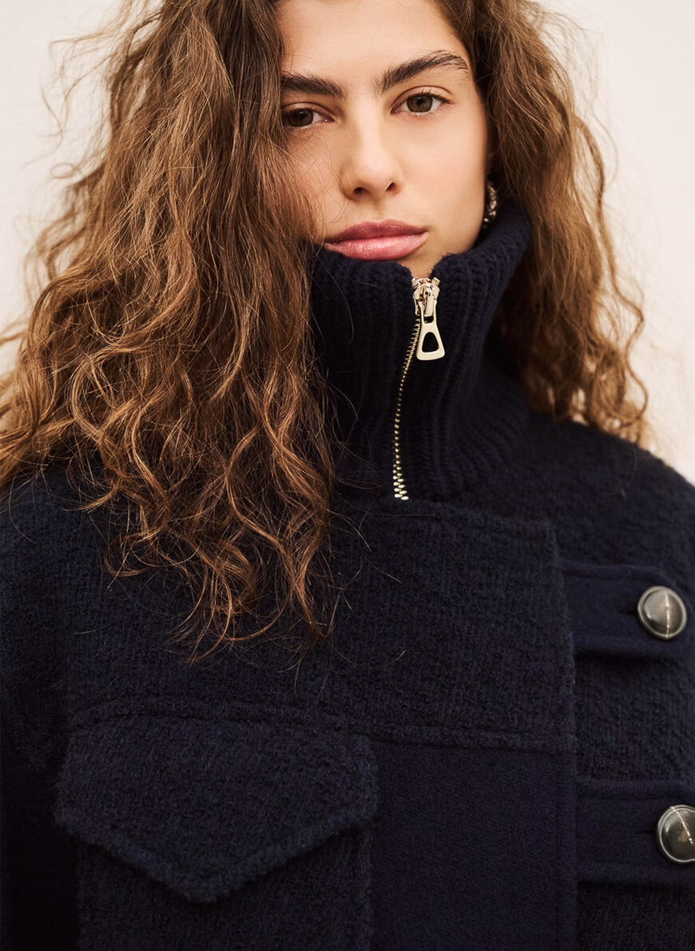 Manteau droit col montant zippé dora BA&SH Bleu