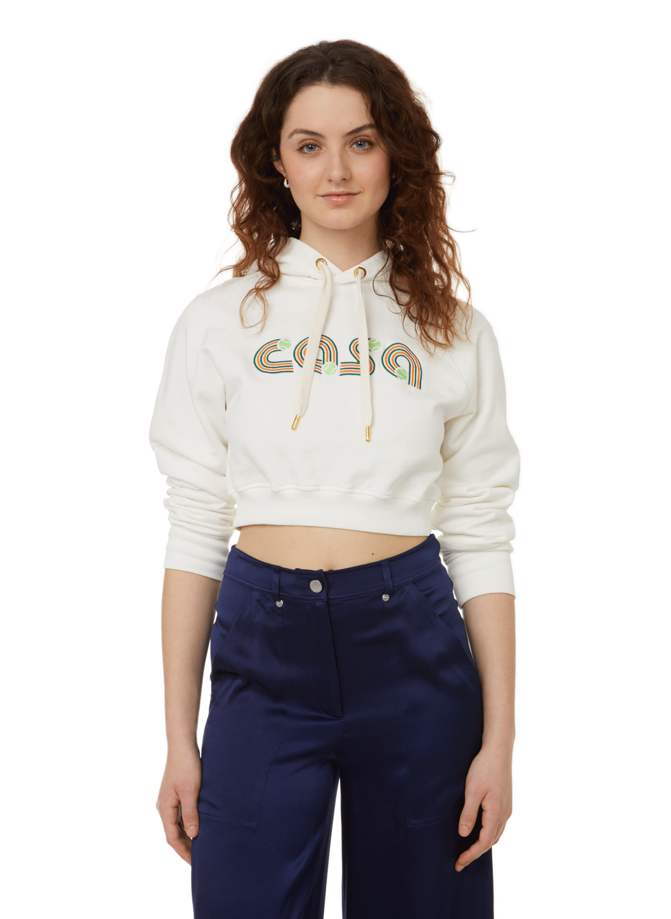 CROPPED ORGANIC COTTON HOODIE - CASABLANCA PARIS for WOMEN | Printemps.com