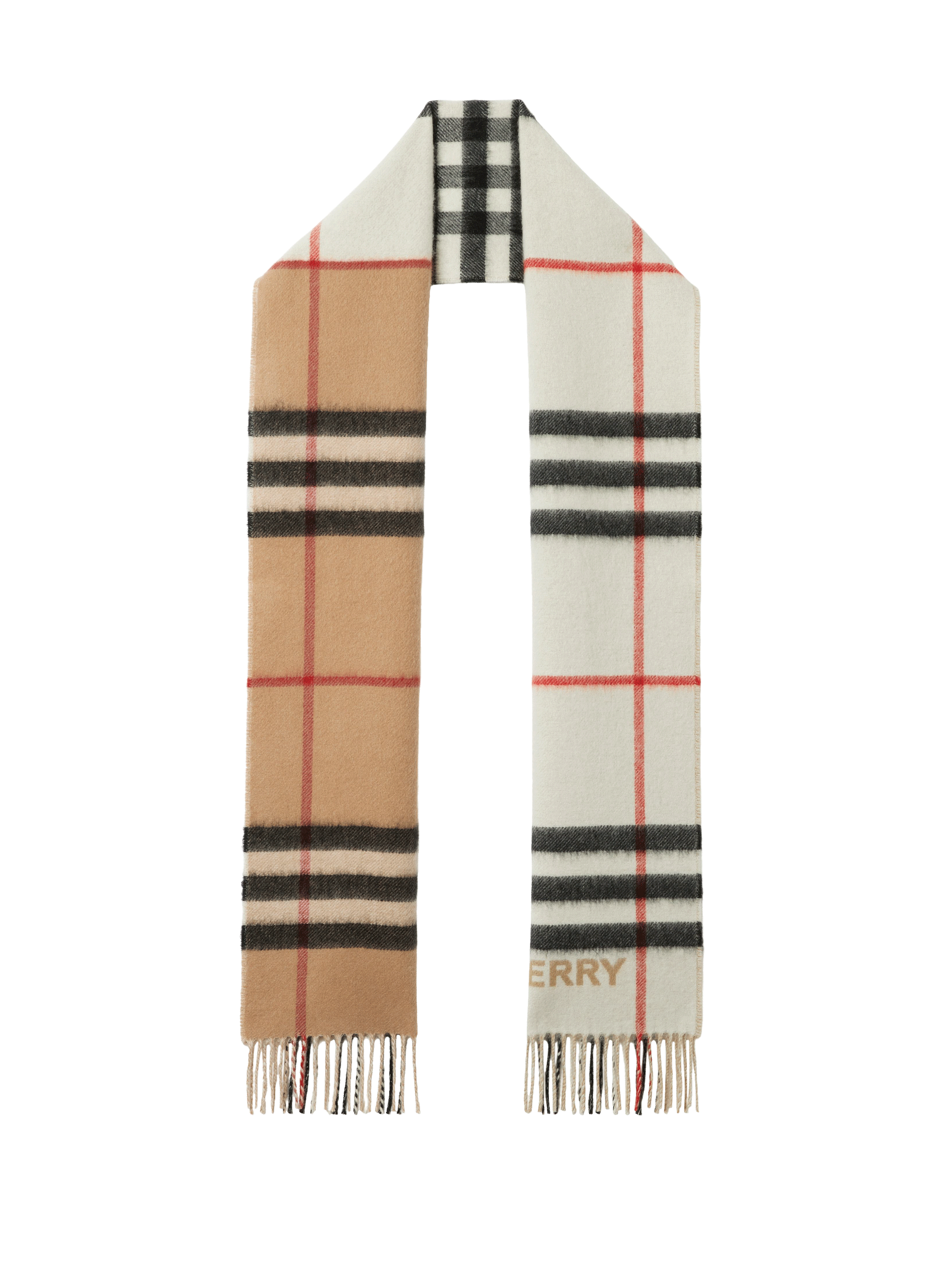 Cashmere check scarf  BURBERRY White