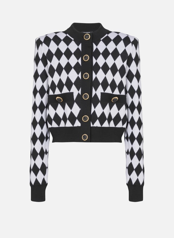 Cardigan en maille diamond Noir by BALMAIN BALMAIN Cardigan en maille diamond Noir