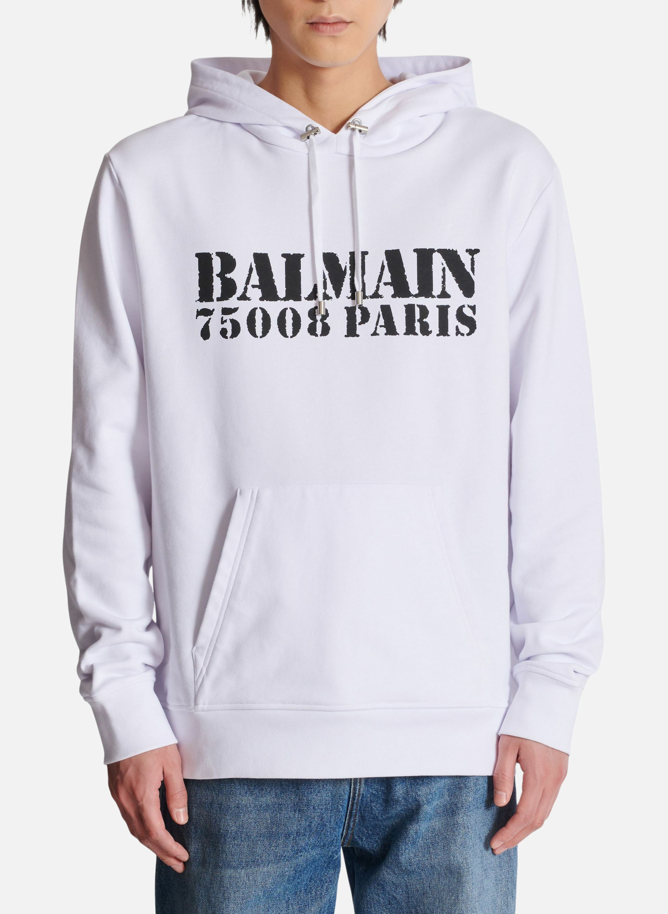 Hoodie imprimé balmain stamp BALMAIN Blanc