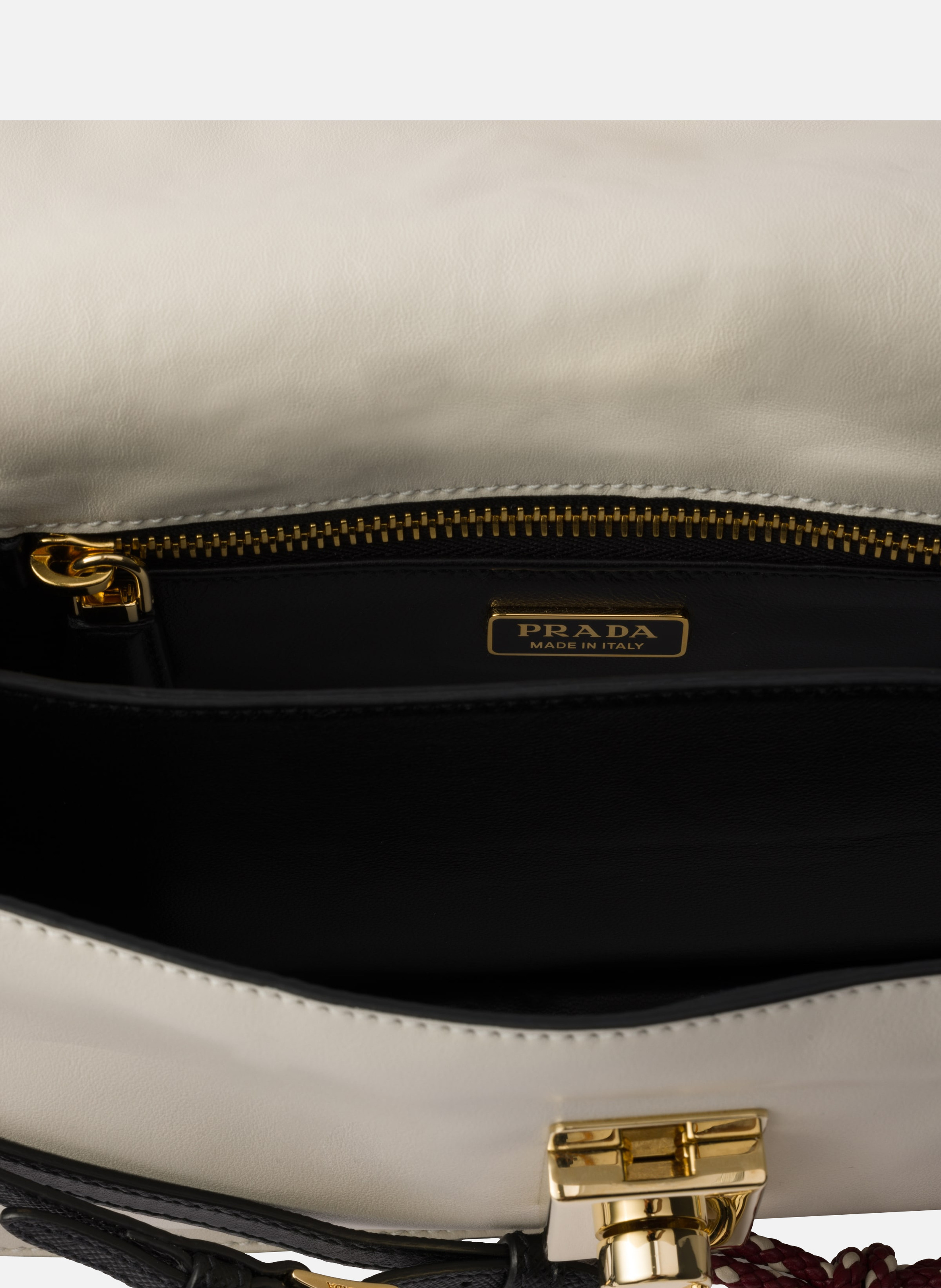 Petit sac porté épaule prada soft sound en cuir av PRADA Blanc