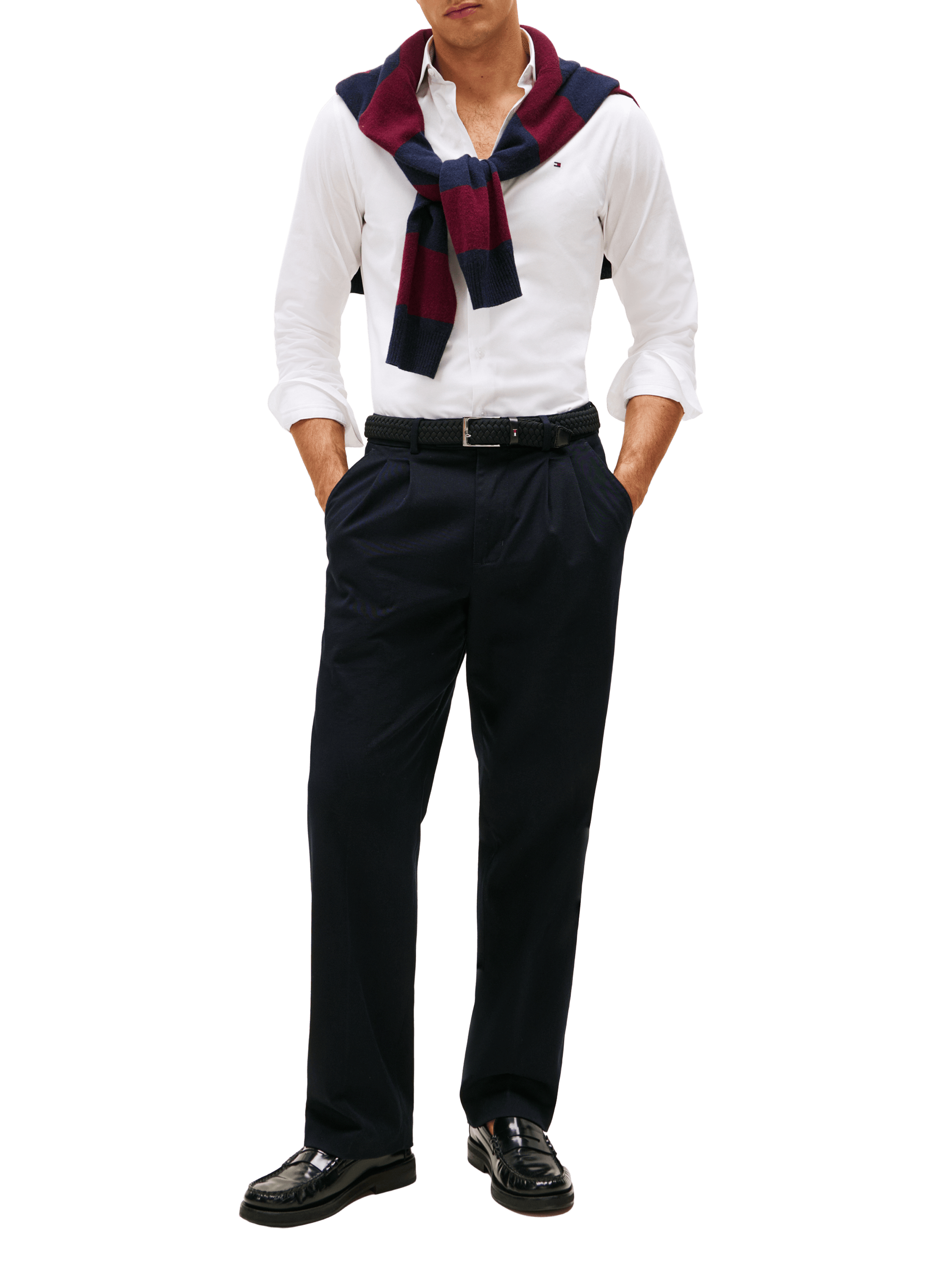 Slim cotton-blend shirt TOMMY HILFIGER White