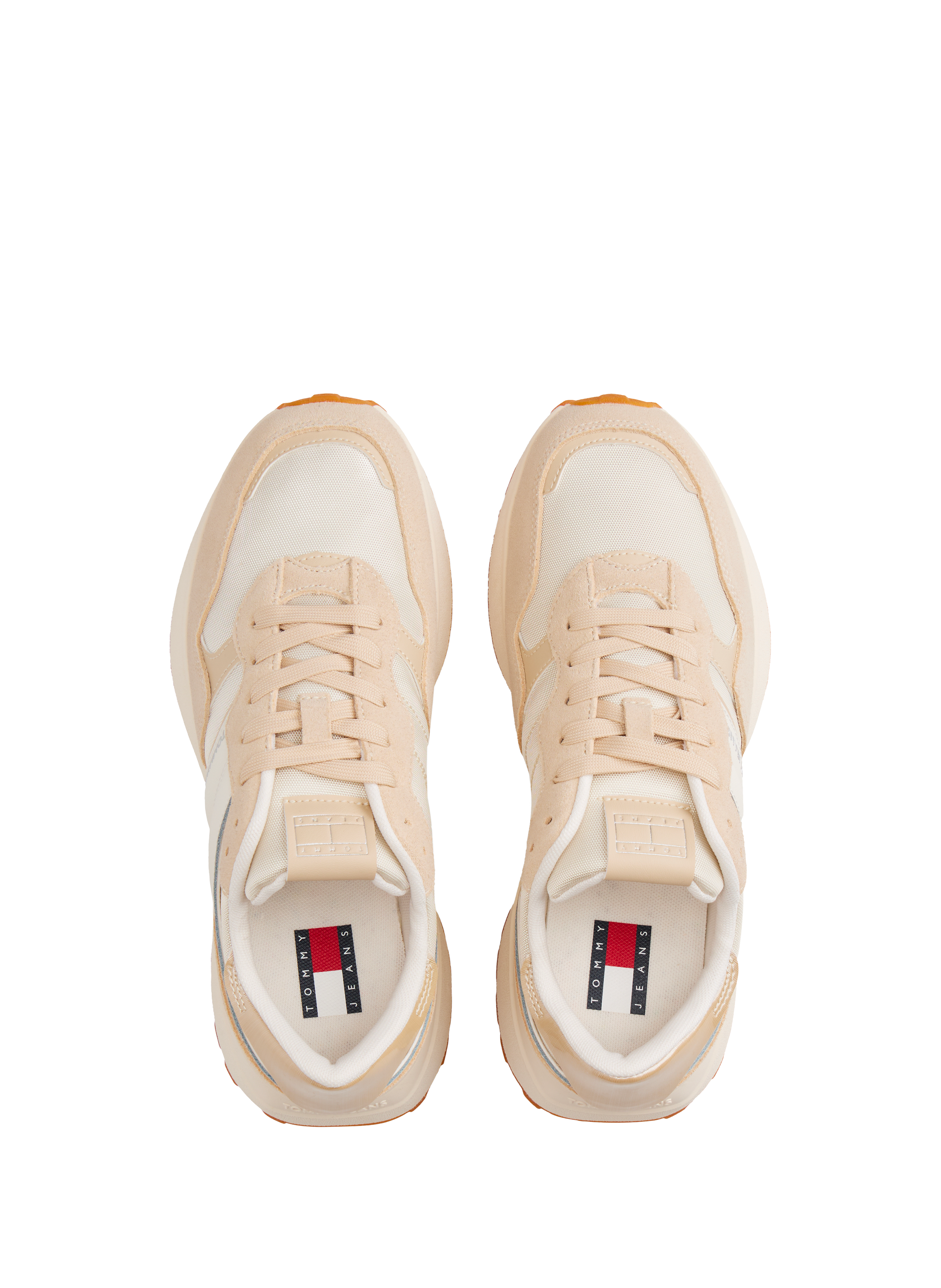 Baskets en cuir multitextures crantées TOMMY HILFIGER Beige